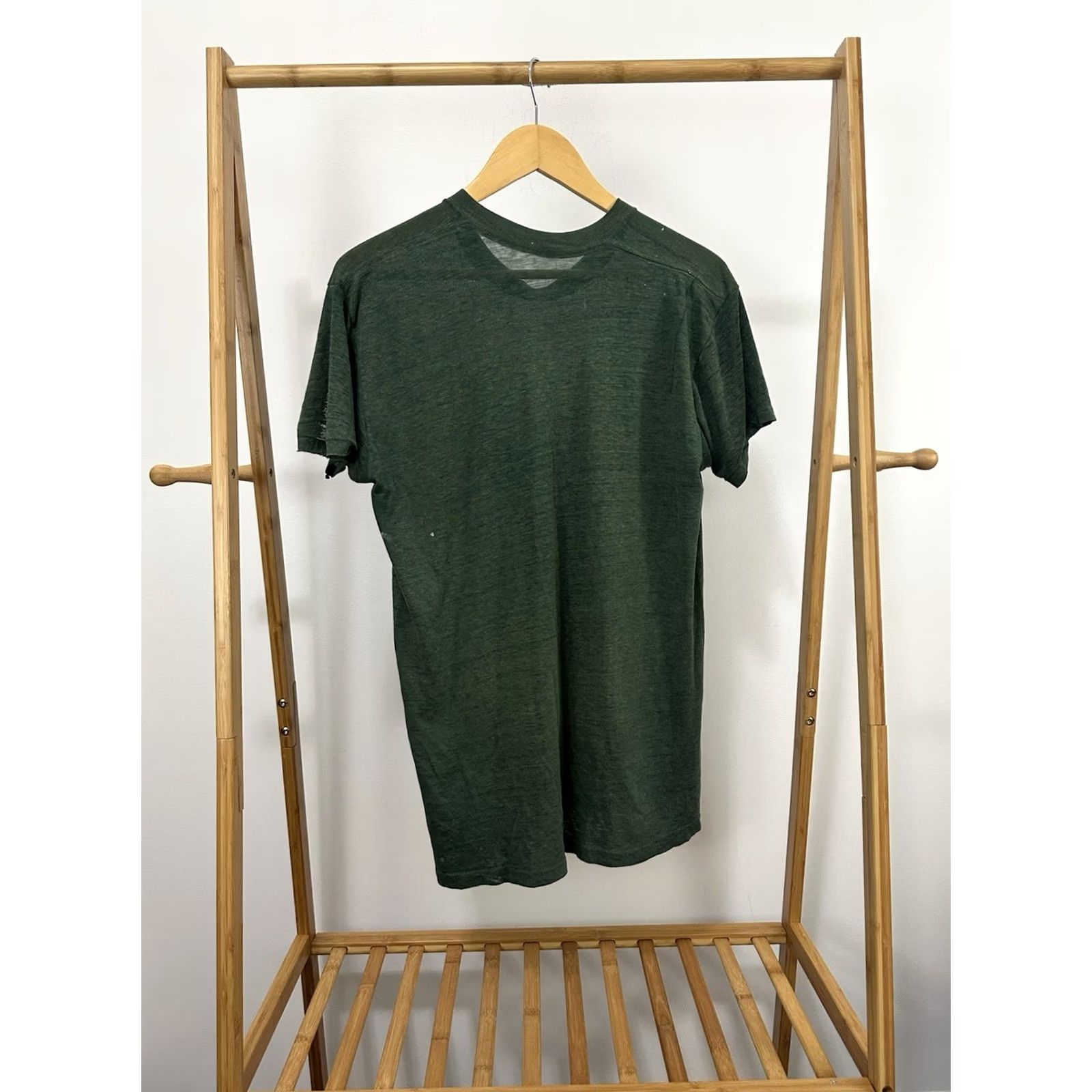 Vintage VTG 70s Sun Faded Paper Thin Burnout Selvedge Pocket WIP Work Paint T-Shirt L Green Mens Short Sleeve Regular Crewneck Size US L / EU 52-54 / 3 - 2 Thumbnail