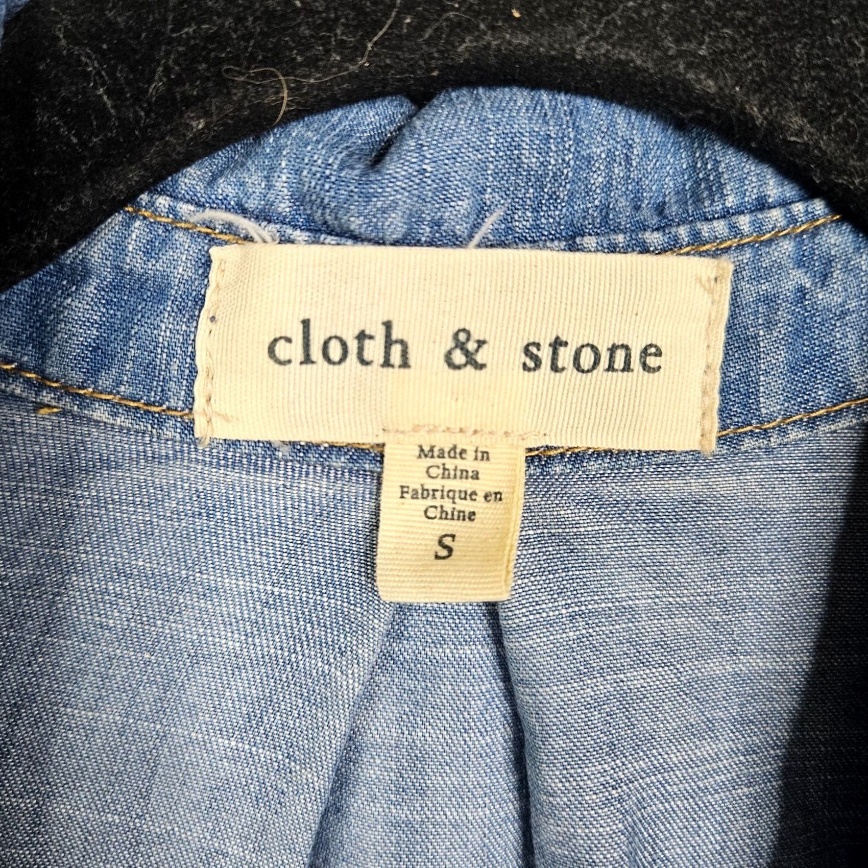 CLOT Cloth & Stone Button-Up Long Sleeve Chambray Blouse S Women Blue Sl Chunk Pleated Back Shirt L Size S / US 4 / IT 40 - 3 Thumbnail