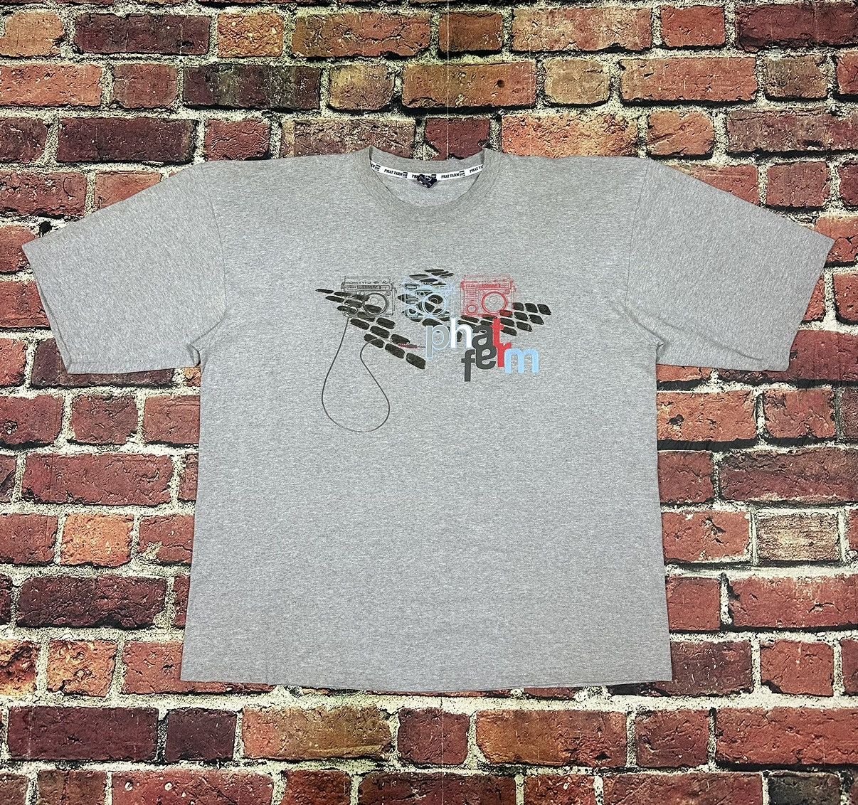 Vintage Y2K Vintage Phat Farm T Shirt Hip Hop BoomBox Cyber Grunge Size US XXL / EU 58 / 5 - 1 Thumbnail