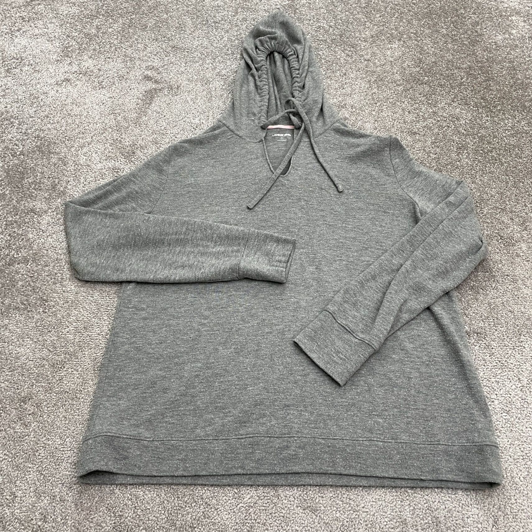 Lands' End Lands' End Hoodie Sweatshirt Women Large Gray Drawstring Pullover Casual Outdoor Size L / US 10 / IT 46 - 2 Thumbnail