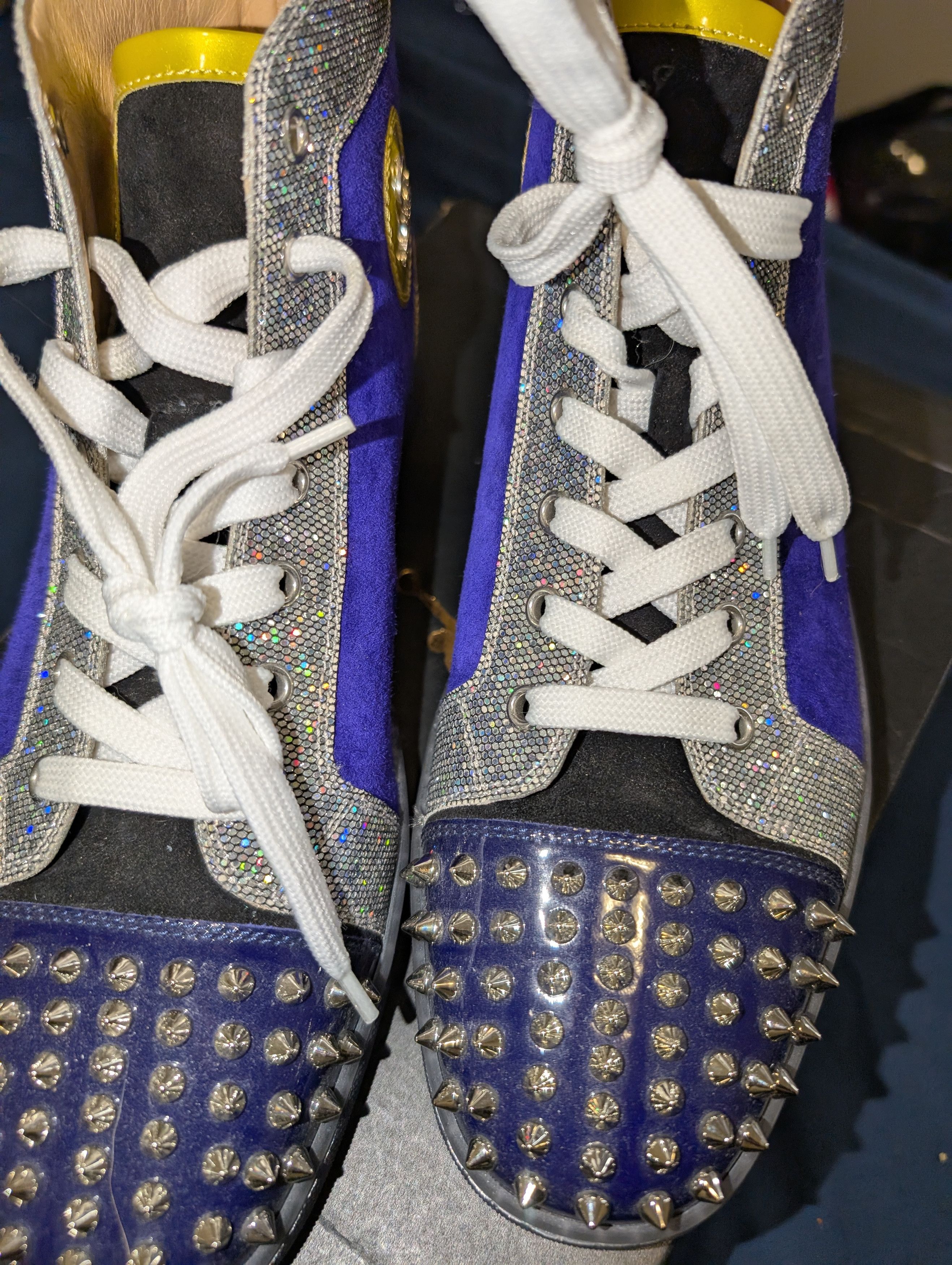 Christian Louboutin Christian Louboutin Suede/Sequins High Top Sneakers Size US 9.5 / EU 42-43 - 6 Thumbnail