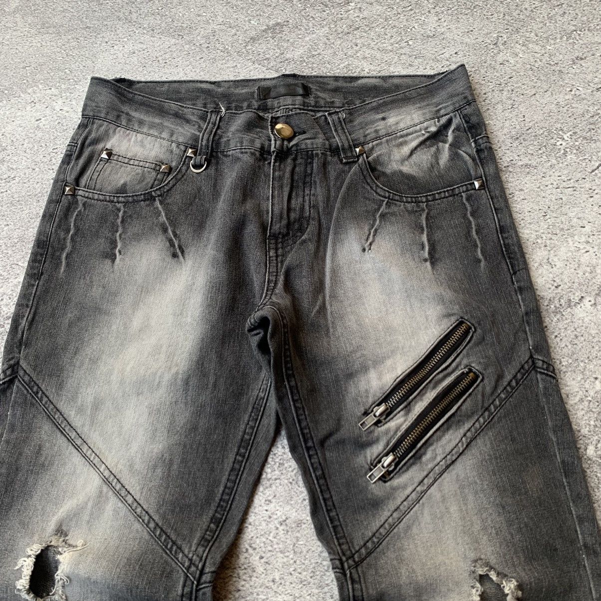If Six Was Nine Black Baccara Multizipper Distressed bondage Flare Jeans Size US 30 / EU 46 - 5 Thumbnail