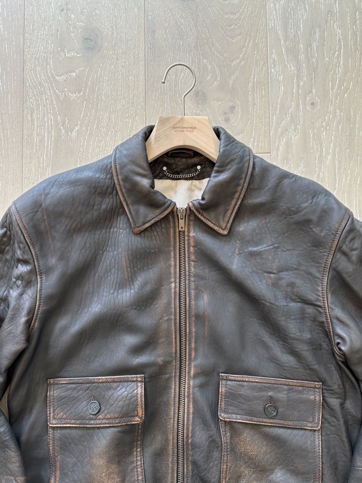 Golden Goose GOLDE GOOSE Scar Distressed Leather Jacket 50 Size US M / EU 48-50 / 2 - 2 Thumbnail