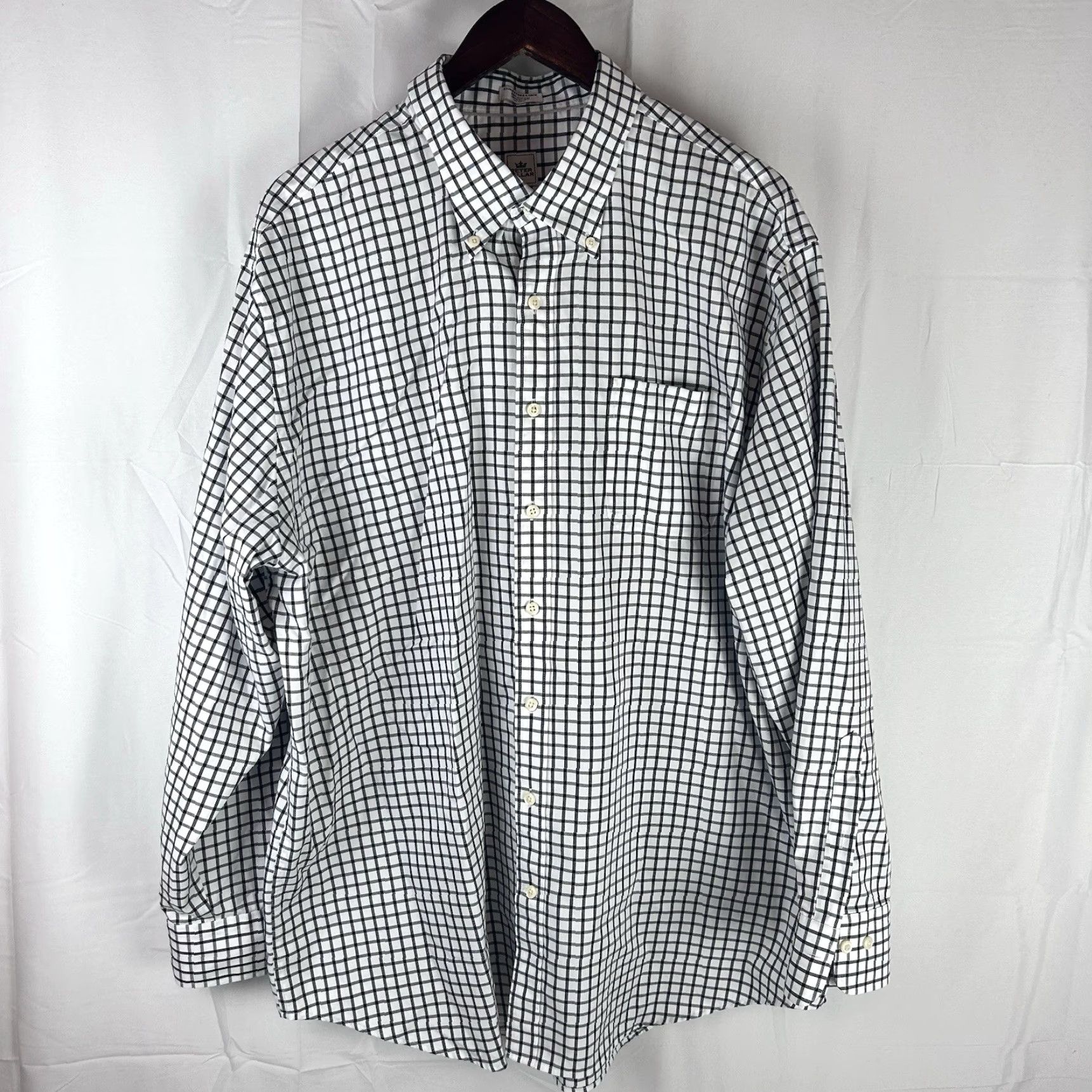 Peter Millar Peter Millar Shirt Mens 2XL White Black Check Long Sleeve Dress Shirt Nanoluxe Easy Care Dress Shirt Mens Size US XXL / EU 58 / 5 - 2 Thumbnail