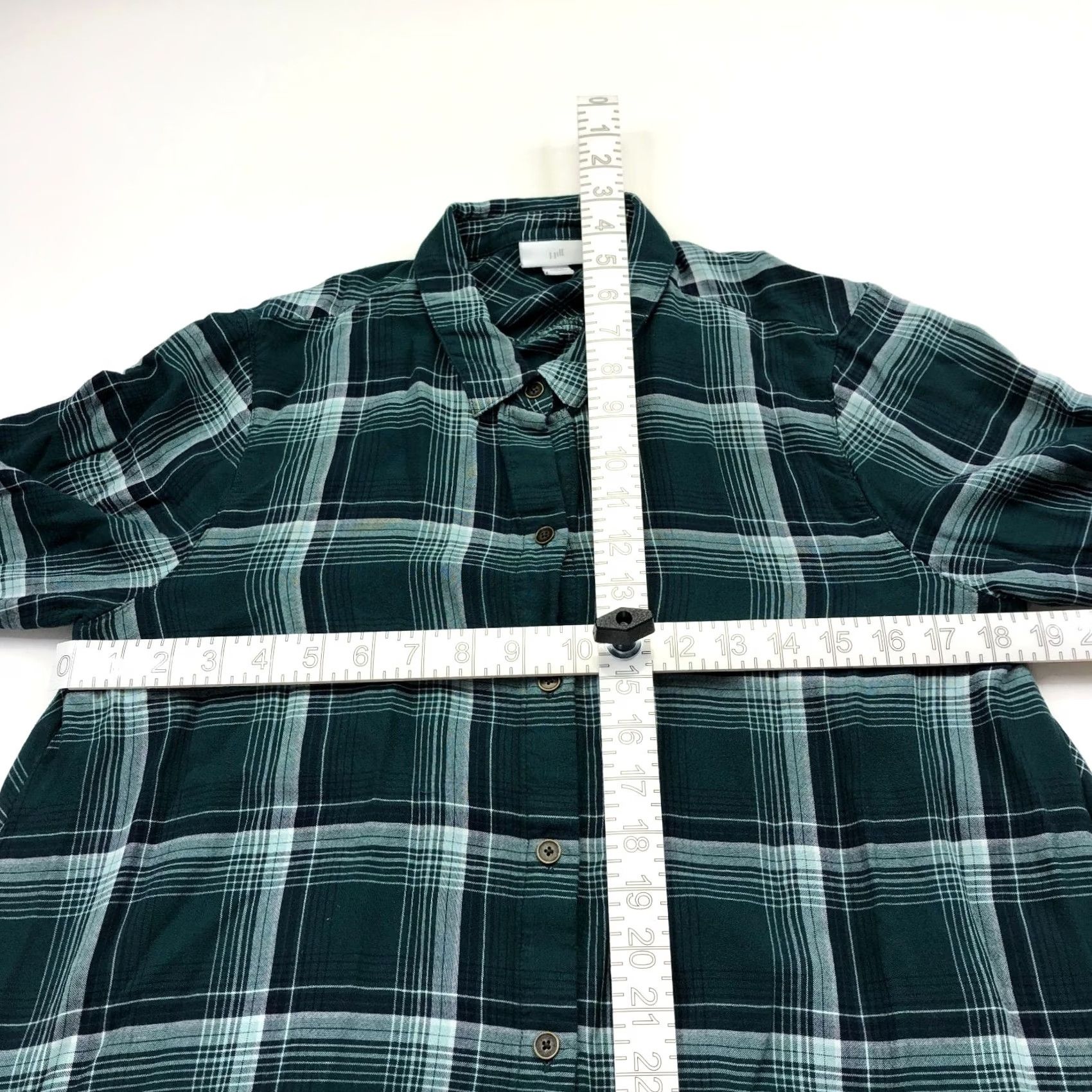 J. Jill J.Jill Button-Up Shirt Long Sleeve Plaid 100% Rayon Green Pockets Women's MED Regular Size M Moda Shirt Size M / US 6-8 / IT 42-44 - 5 Thumbnail