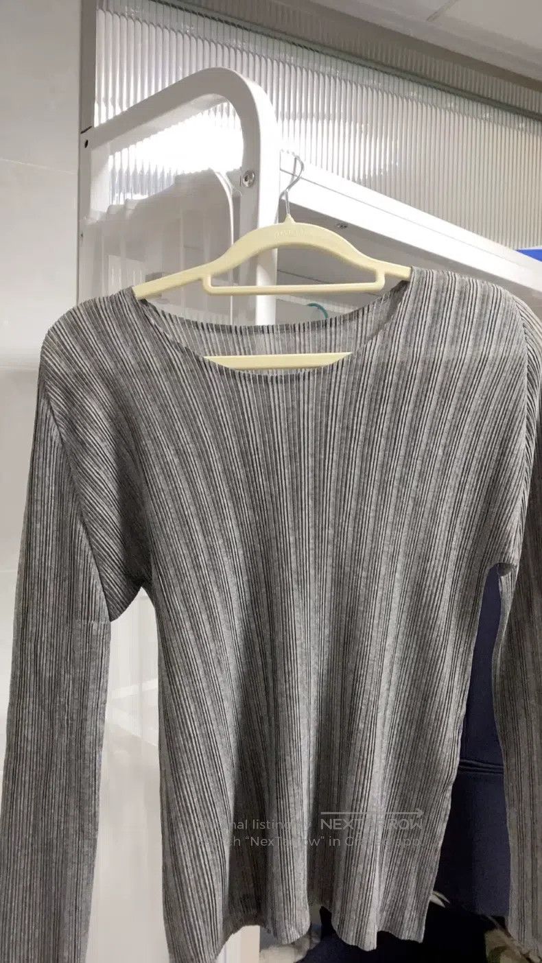 Issey Miyake Gray Ribbed Top