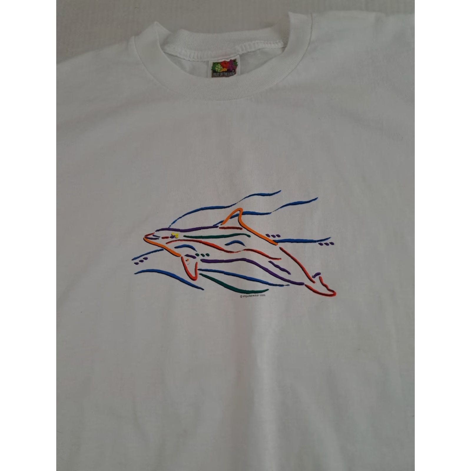 Fruit Of The Loom VINTAGE Porpoise Marine Life Embroidered White T-Shirt Fruit of the Loom XL Size US XL / EU 56 / 4 - 2 Thumbnail