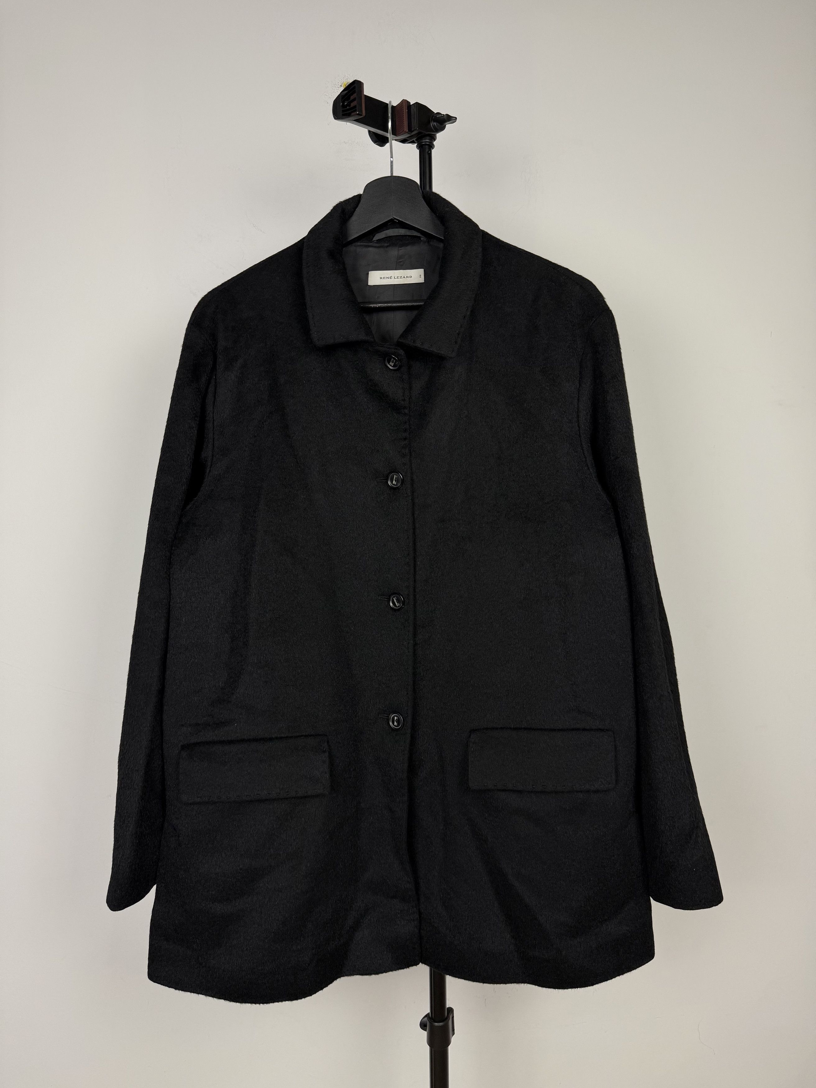 Vintage Rene Lezard Black Coat Mohair Cashmere Wool Blend Women's Size M / US 6-8 / IT 42-44 - 1 Thumbnail