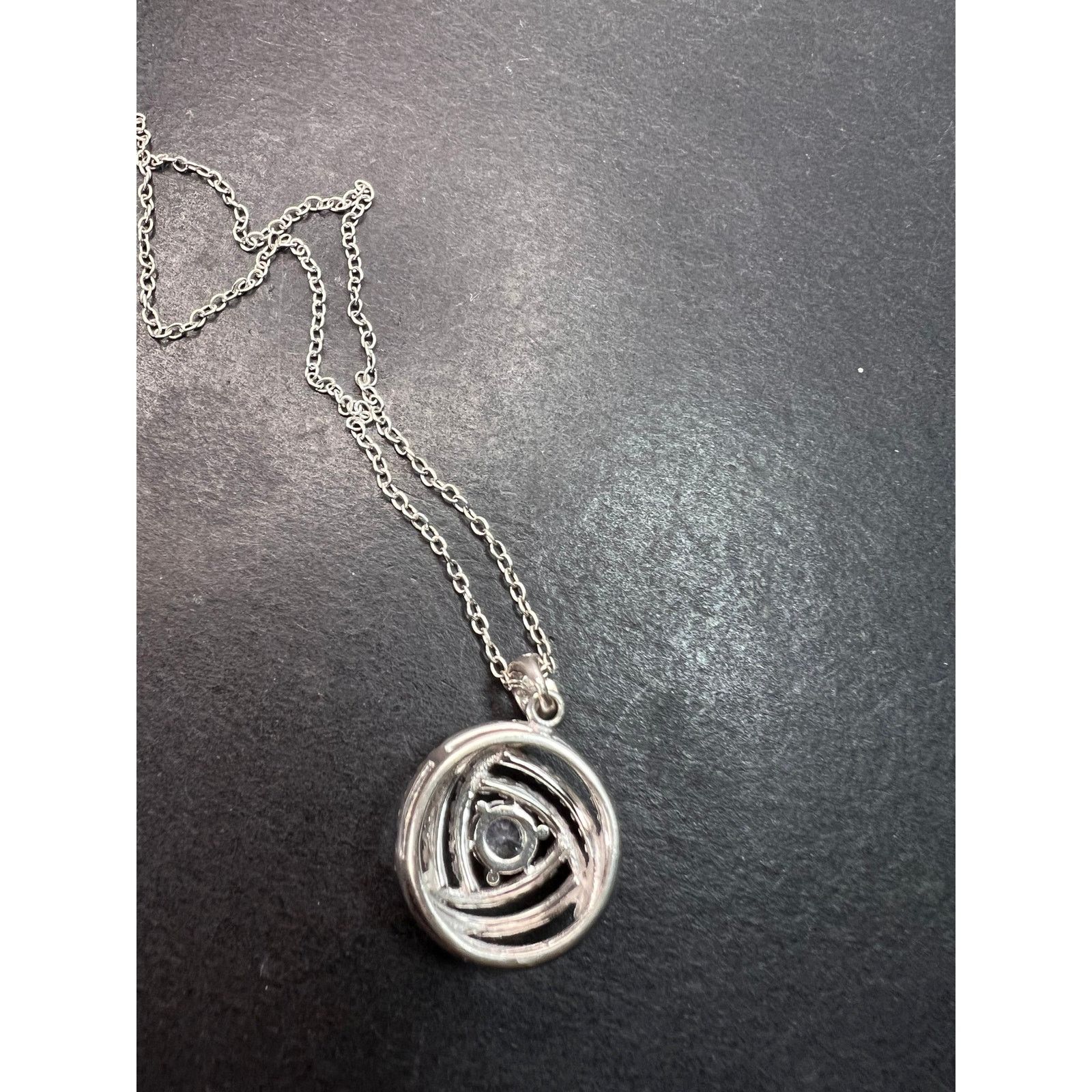 Other Cz swirl circle sterling silver pendant and chain Size ONE SIZE - 4 Thumbnail