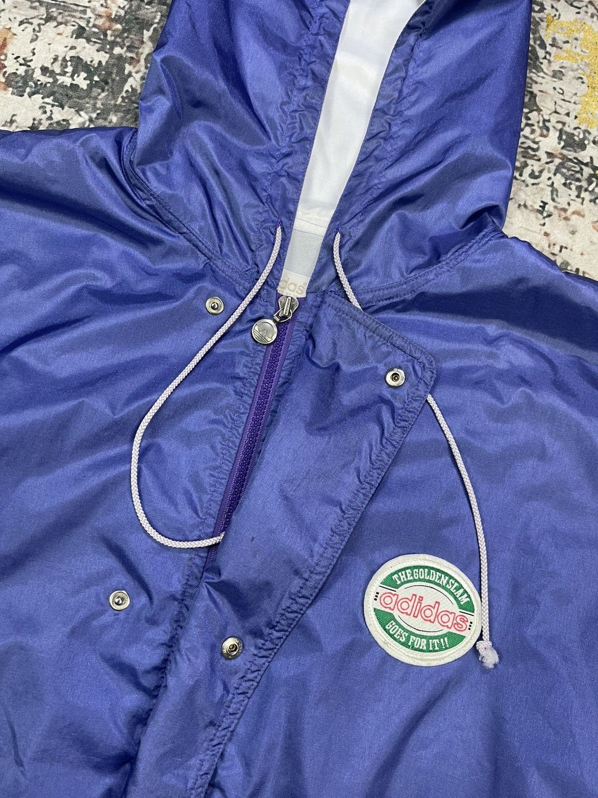 Adidas Vtg Adidas The Golden Slam Long Hooded Coach Jacket Size US L / EU 52-54 / 3 - 9 Thumbnail