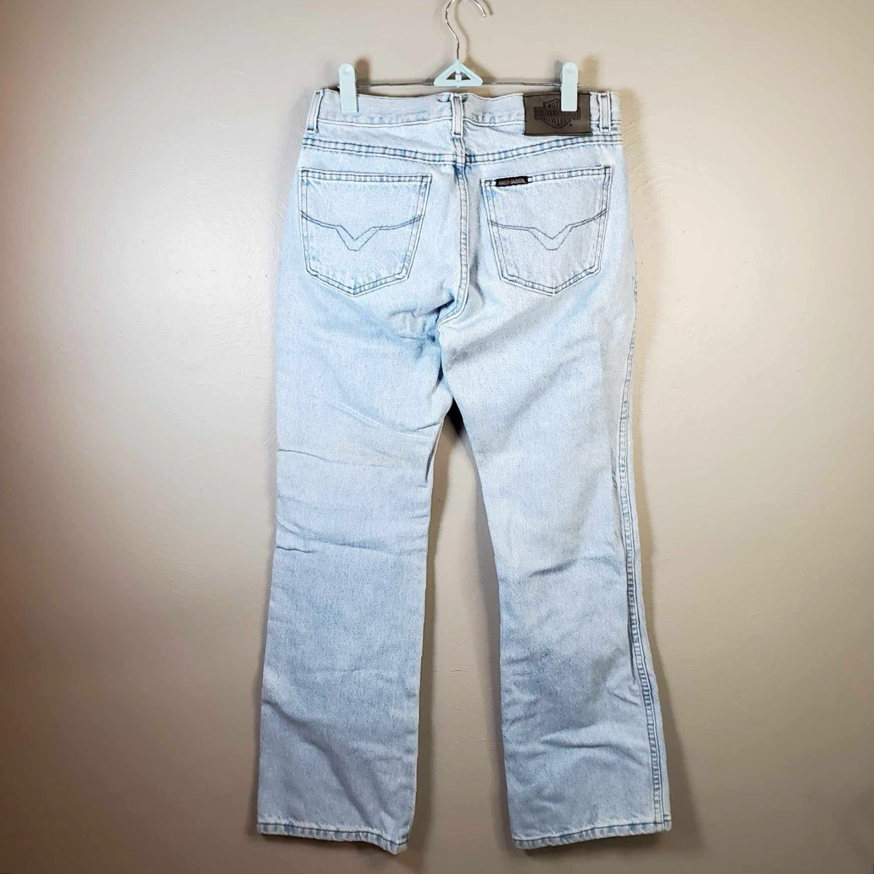 Harley Davidson VINTAGE Harley-Davidson Jeans Bootcut 8R Women's Blue Biker 2003 Y2K 30x29 Size 30" / US 8 / IT 44 - 8 Thumbnail