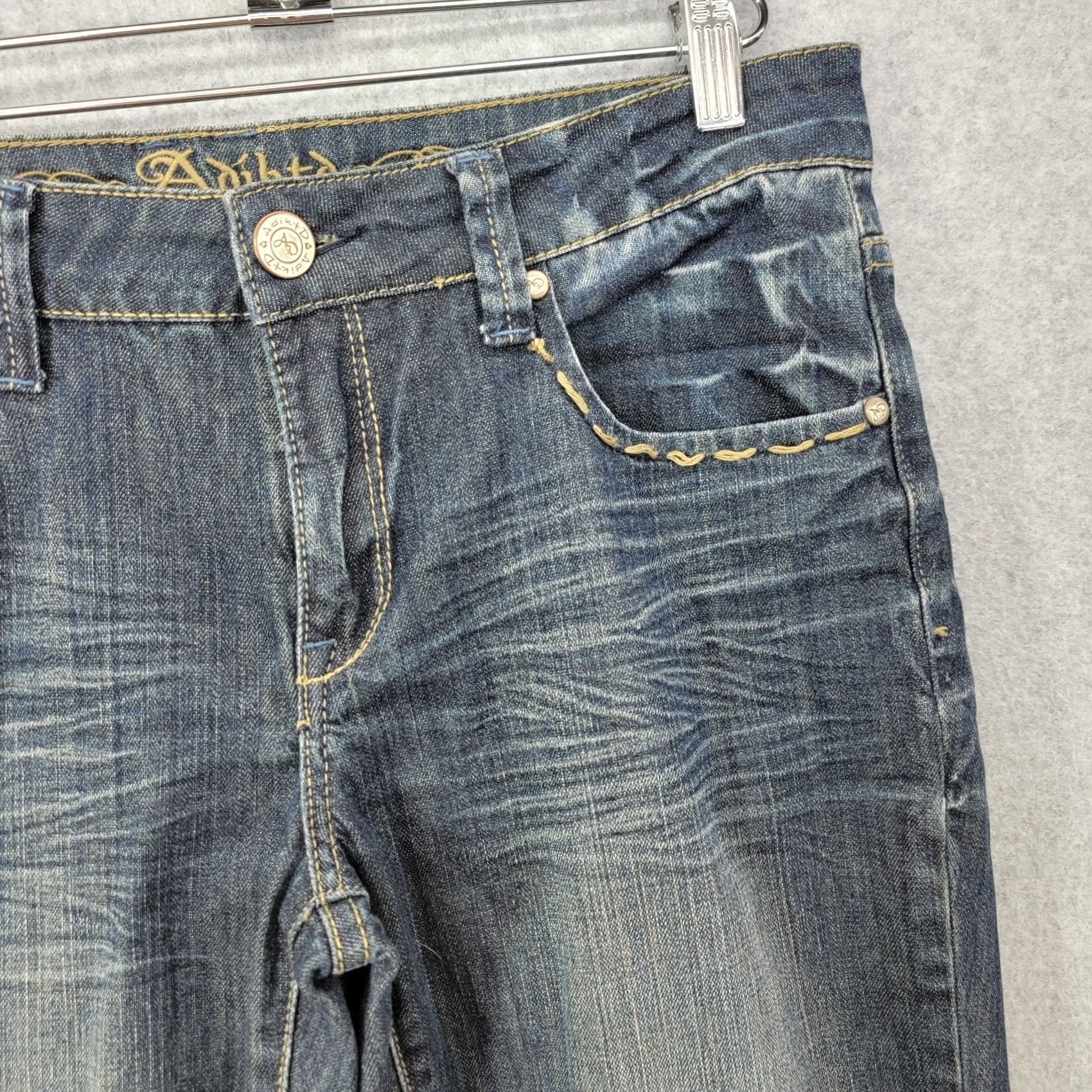 Denime Adiktd Jeans Women’s 8 w30 Blue Denim Designer Wide-Leg 90s Bohemian Rock Jeans Size 30" / US 8 / IT 44 - 3 Thumbnail