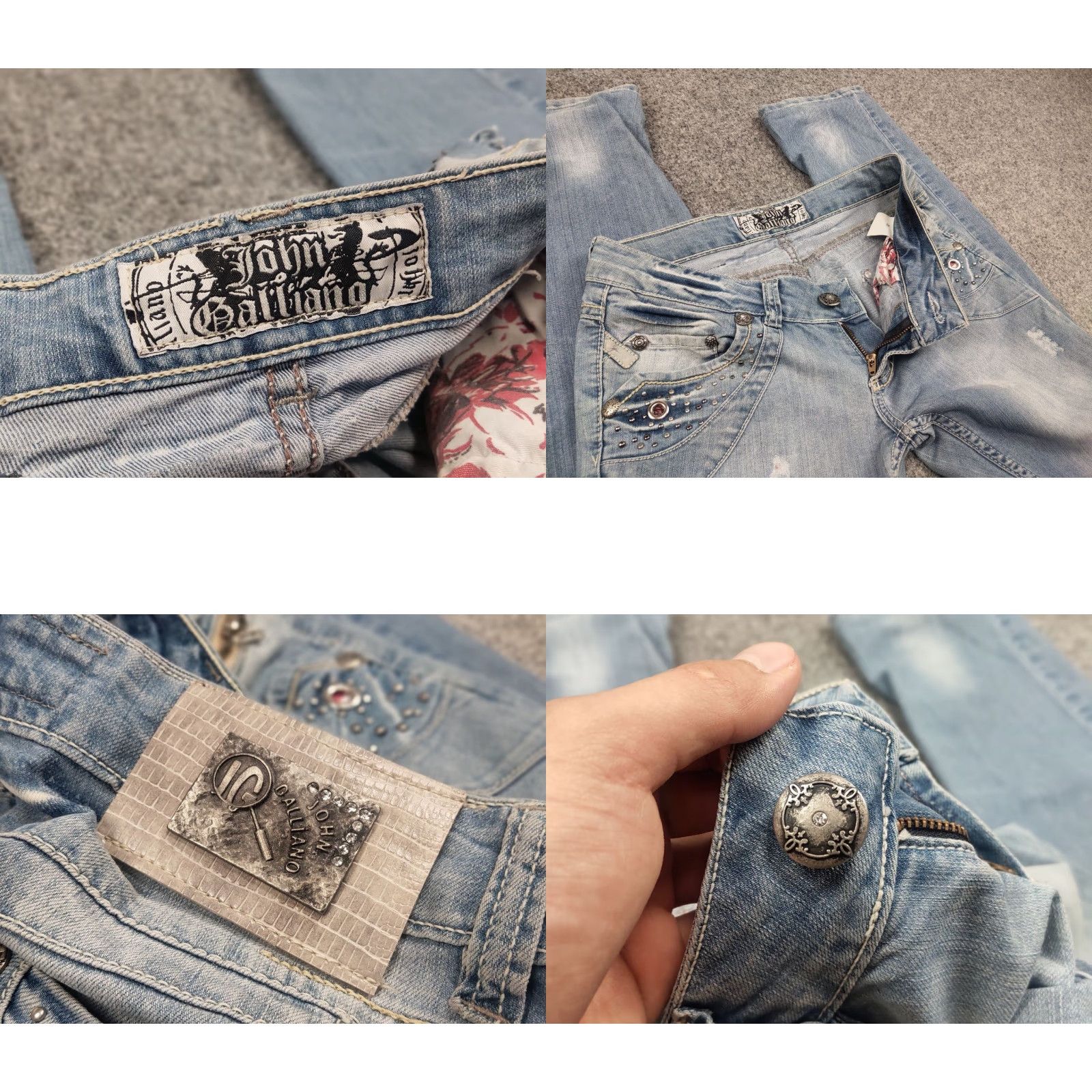 John Galliano VINTAGE John Galliano Jeans Denim 29 Blue 90s Art Biker Logo Distressed 5-Pocket Vintage John Galliano Mens Size US 29 - 9 Thumbnail