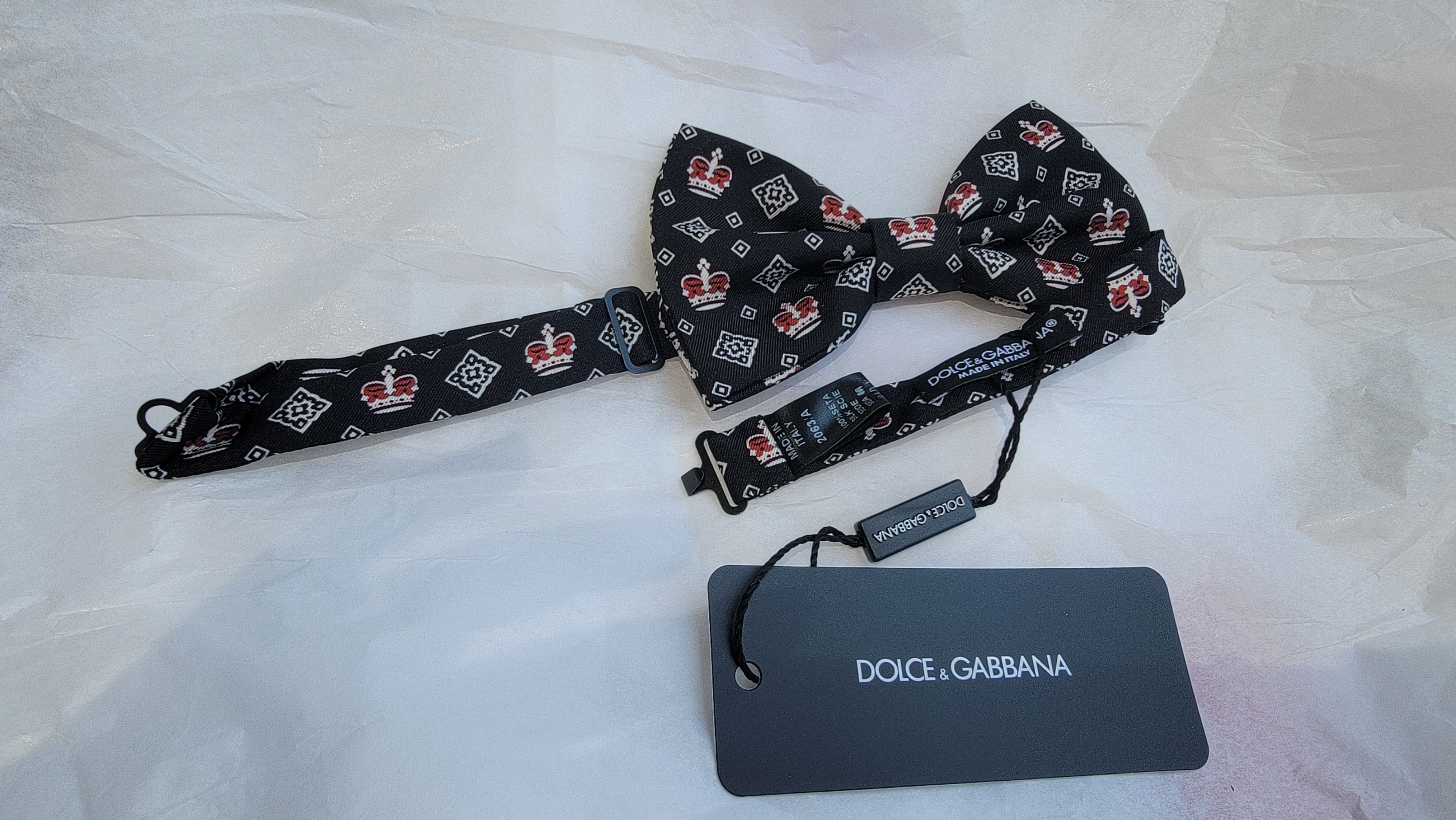 Dolce & Gabbana Crown print silk bow tie Size ONE SIZE - 2 Thumbnail