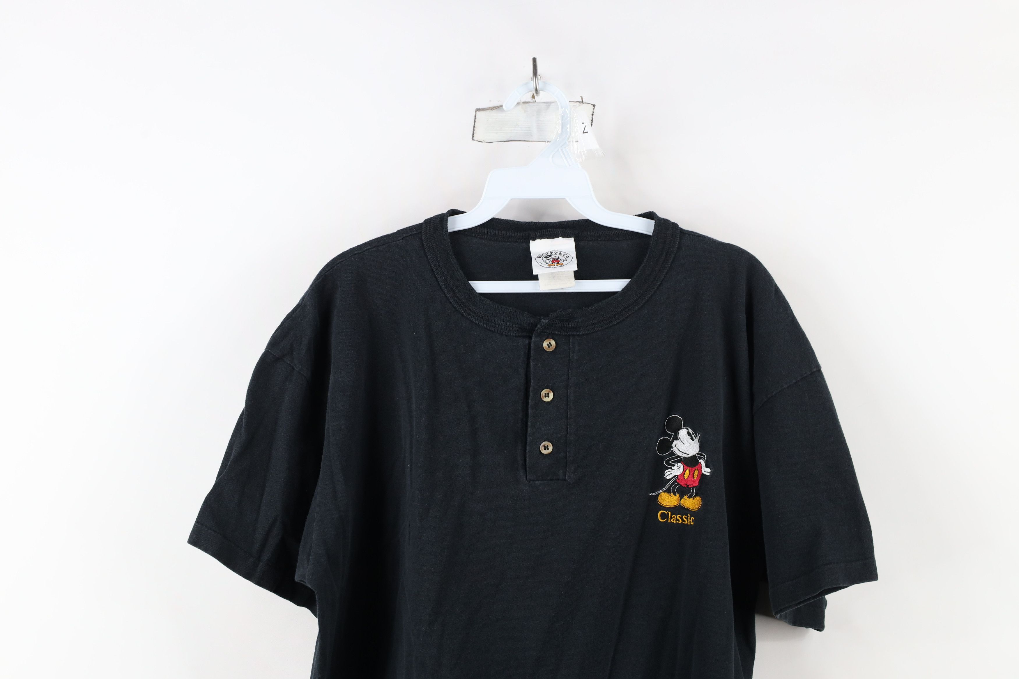 Disney × Vintage Vintage 90s Disney Classic Mickey Mouse Henley T-Shirt USA Size US XXL / EU 58 / 5 - 2 Thumbnail