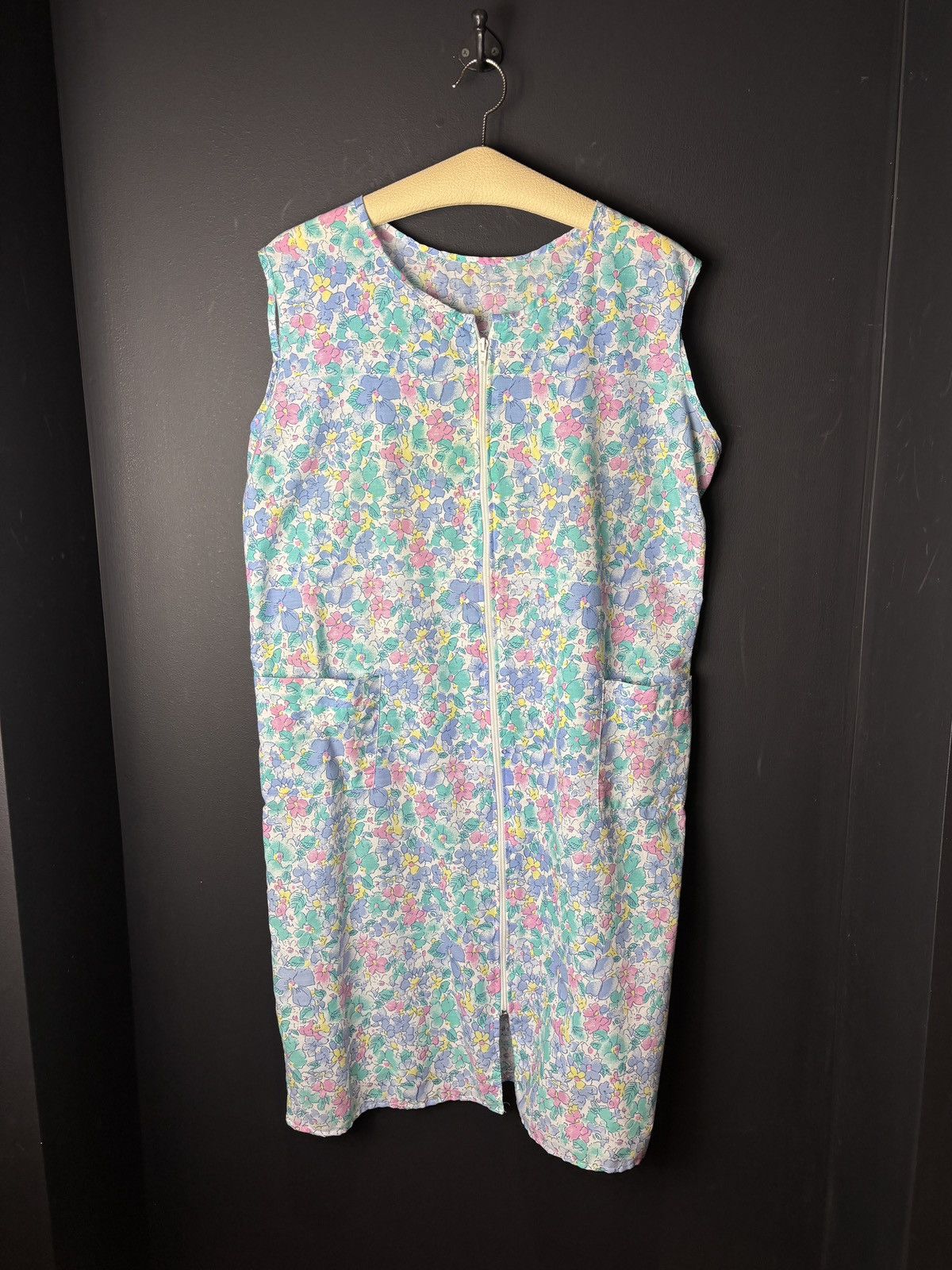 Vintage 1980s Lounge Dress Ugly Vintage Night Gown Zip Up Floral 70s Size ONE SIZE - 9 Thumbnail