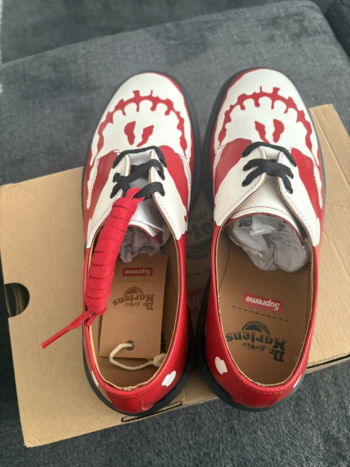 Dr. Martens × Supreme Supreme x Dr. Martens 1461 3-Eye Shoe 'Skull - Red White' Size US 8 / EU 41 - 2 Thumbnail