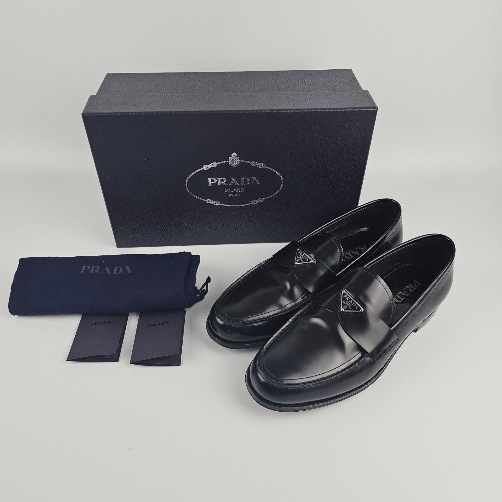 Prada PRADA $1120 Black Brushed Leather Loafers New And Authentic Size US 7 / EU 40 - 4 Thumbnail