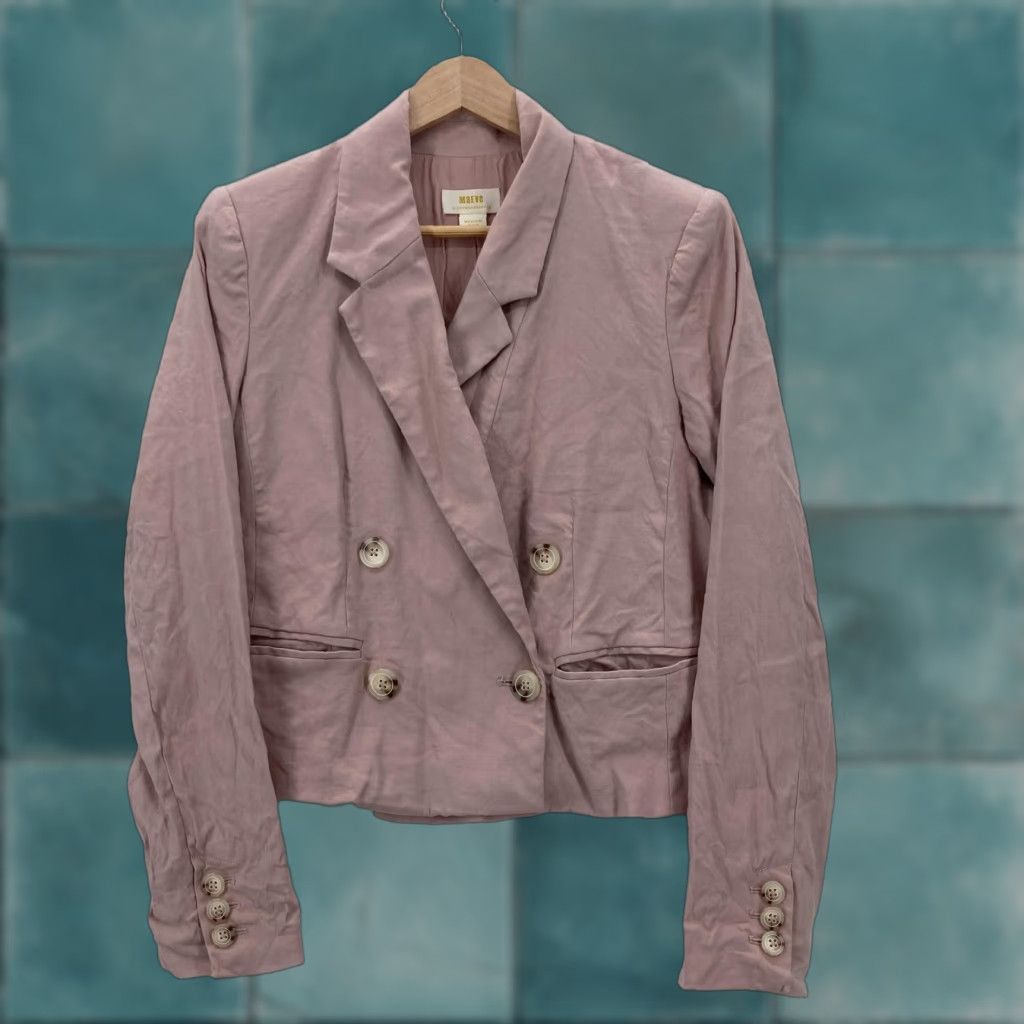 Anthropologie Maeve Blazer Womens Medium Pink Linen Blend Double Breasted Office Shirt Size M / US 6-8 / IT 42-44 - 1 Thumbnail