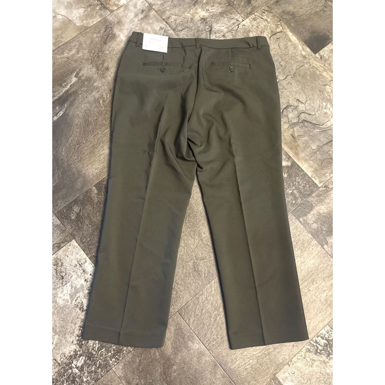 Vintage NWT Christopher & Banks Dress Pants Straight Leg Green 28in Inseam 16P Mid Rise Shaping Comfort Cotton Blend with Pockets Womens Size 38" / US 16 / IT 52 - 4 Thumbnail