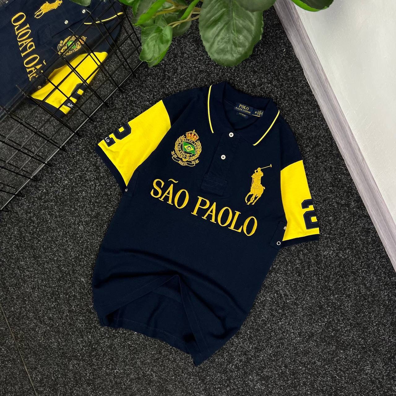 Pre-owned Polo Ralph Lauren X Ralph Lauren Rugby Rugby Polo Ralph Laurent São Paulo Vintage Chief Keef Y2k In Blue/yellow