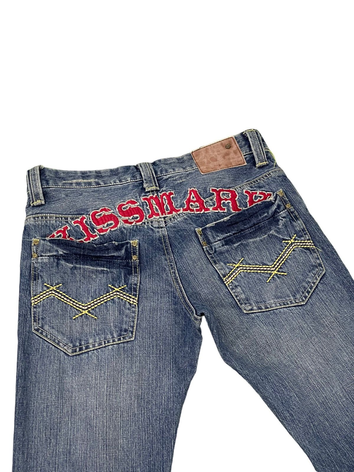 Japanese Brand Flare Jeans Kissmark Faded Distress Boot Cut 8🟦2 Size US 31 - 8 Thumbnail