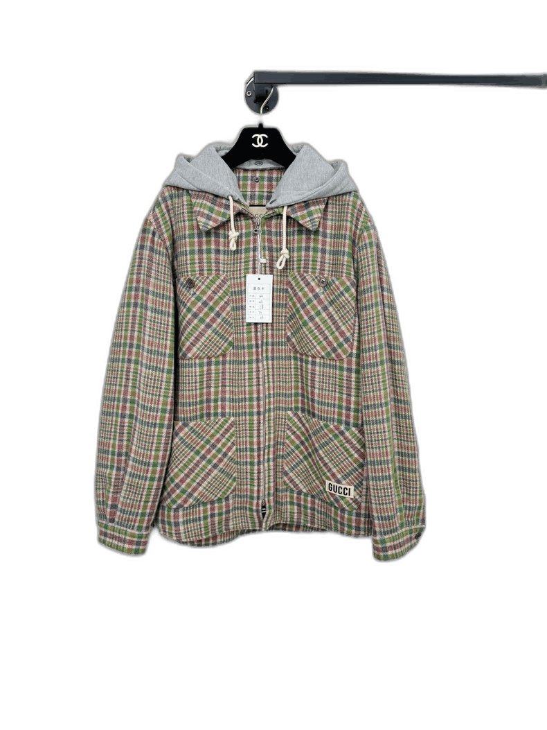 Gucci Check Pattern Hooded Jacket