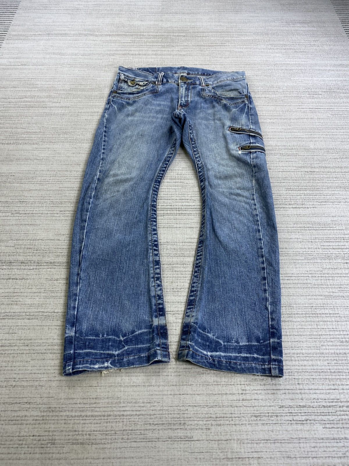 Hysteric Glamour Vintage Flared Rattle Trap Punk Distressed Denim Pants Size US 34 / EU 50 - 2 Thumbnail