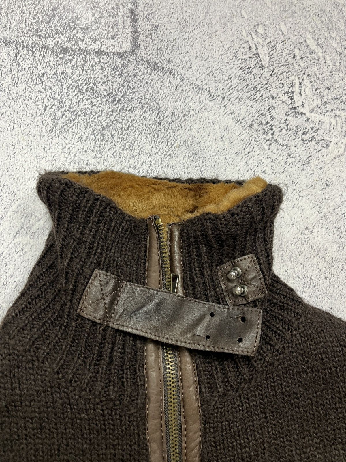 Japanese Brand Miss Sixty Fur Zip Up Crop Knit Sweater Jacket Avant Garde Size US S / EU 44-46 / 1 - 11 Thumbnail