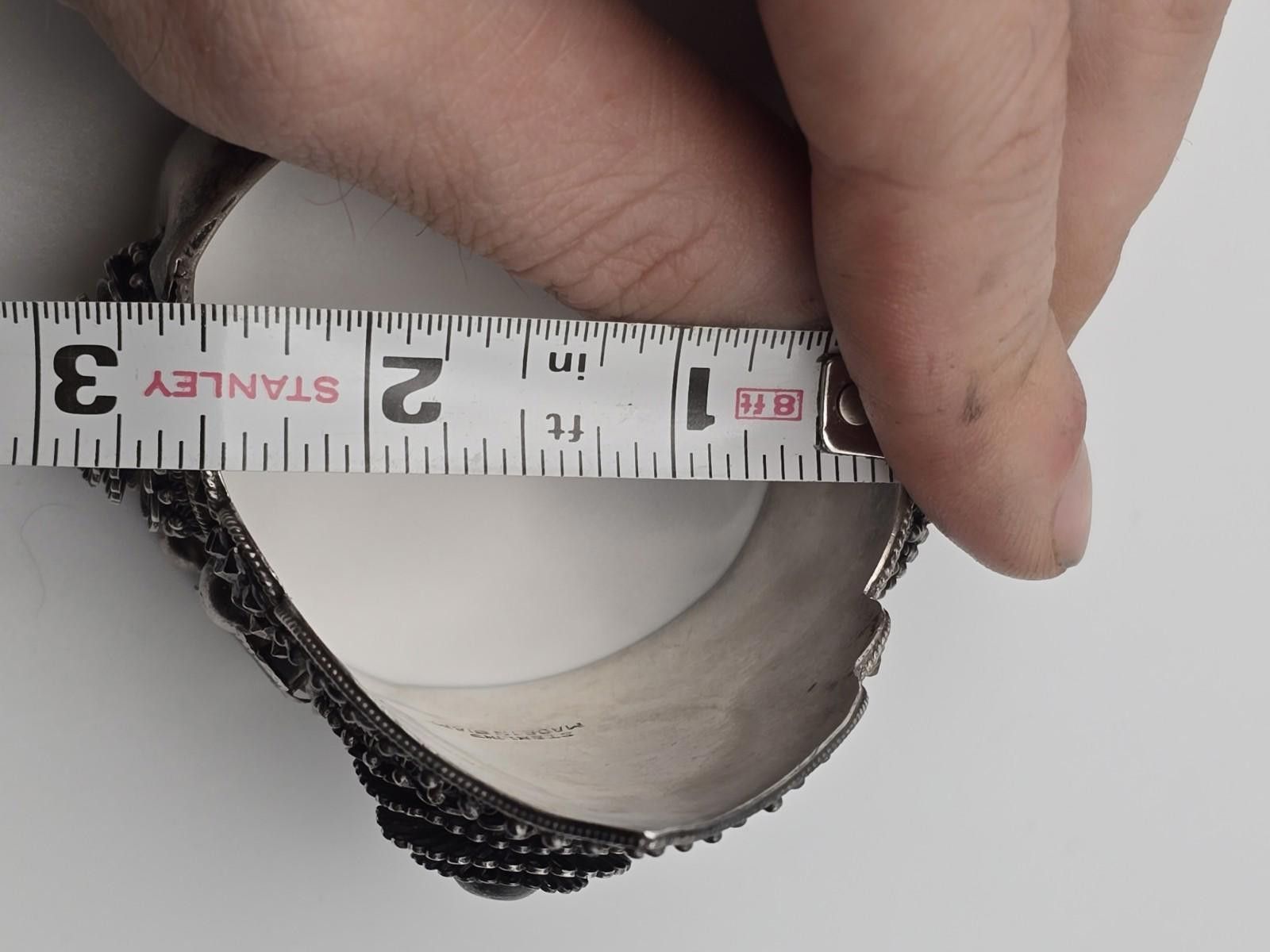 Other Vintage Sterling Silver Dancer’s Cuff Ornate Filigree 30-50s Size ONE SIZE - 8 Thumbnail