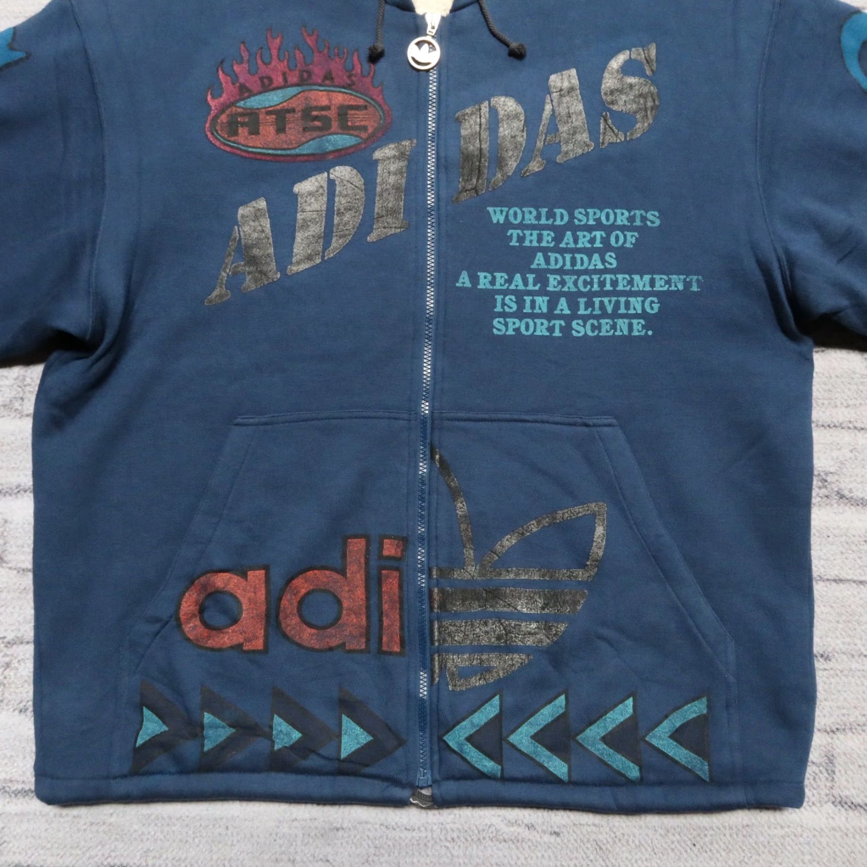 Adidas VINTAGE Adidas Trefoil Big Logo Hoodie Shirt Navy 90s Mens Large Size US L / EU 52-54 / 3 - 3 Thumbnail
