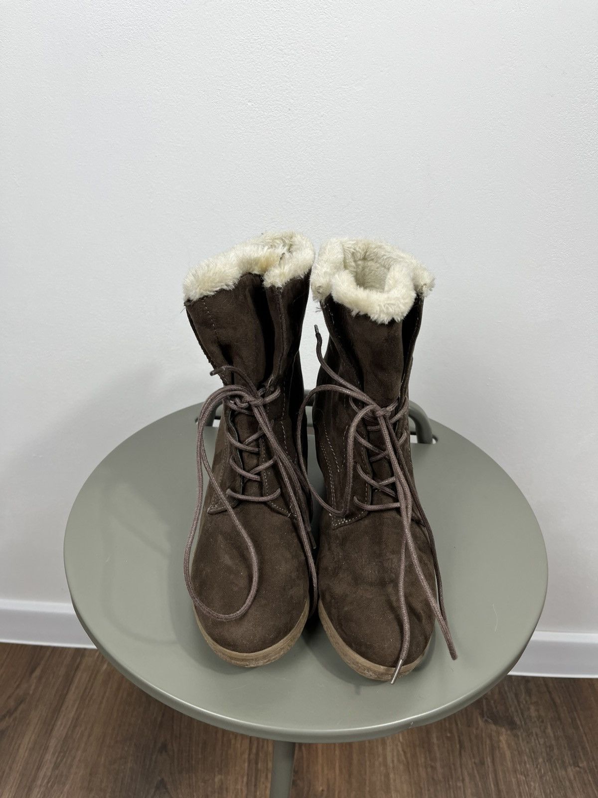 Other Graceland Brown Suede Wedge Ankle Boots Faux Fur EU 39 Size US 8 / IT 38 - 4 Thumbnail