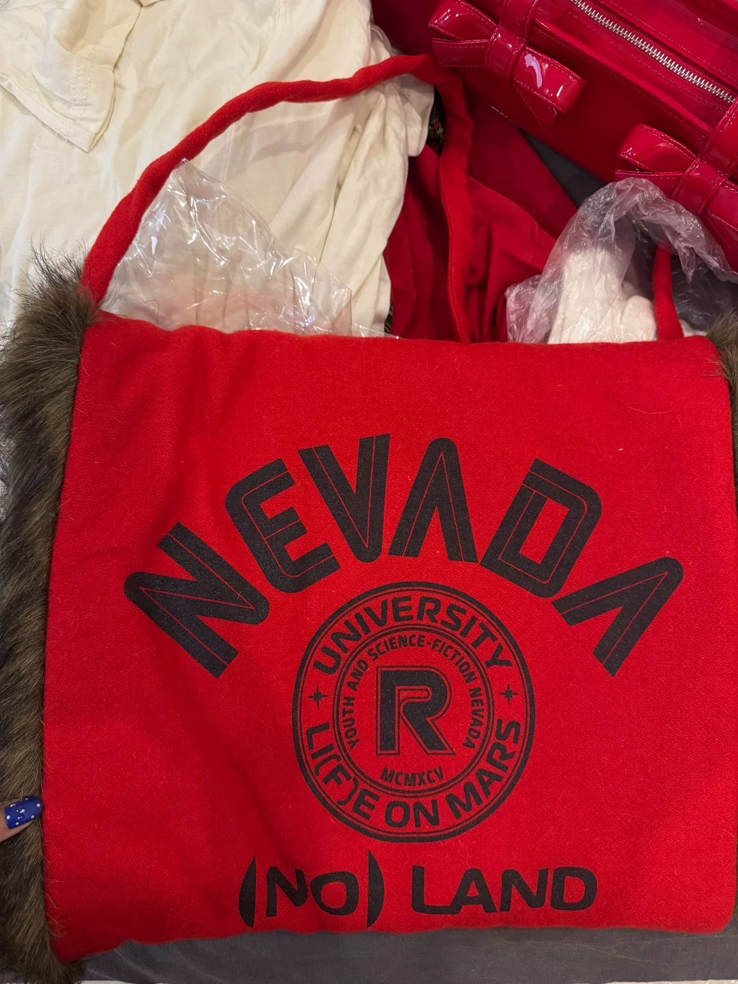 Raf Simons Raf Simons Red Bag with Fur Trim Size ONE SIZE - 1 Thumbnail