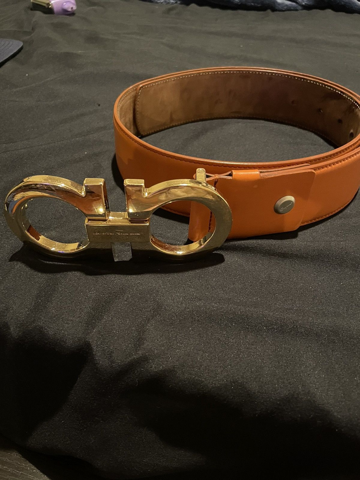 Salvatore Ferragamo Rare Orange Ferragamo Big Logo Belt Grailed