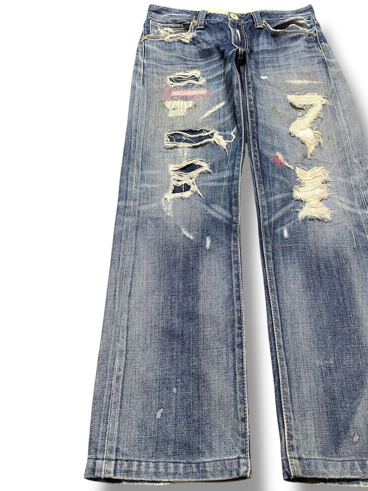 Levi's Vintage Levi’s 505 Slim Straight Ripped Distressed Denim Size US 31 - 3 Thumbnail