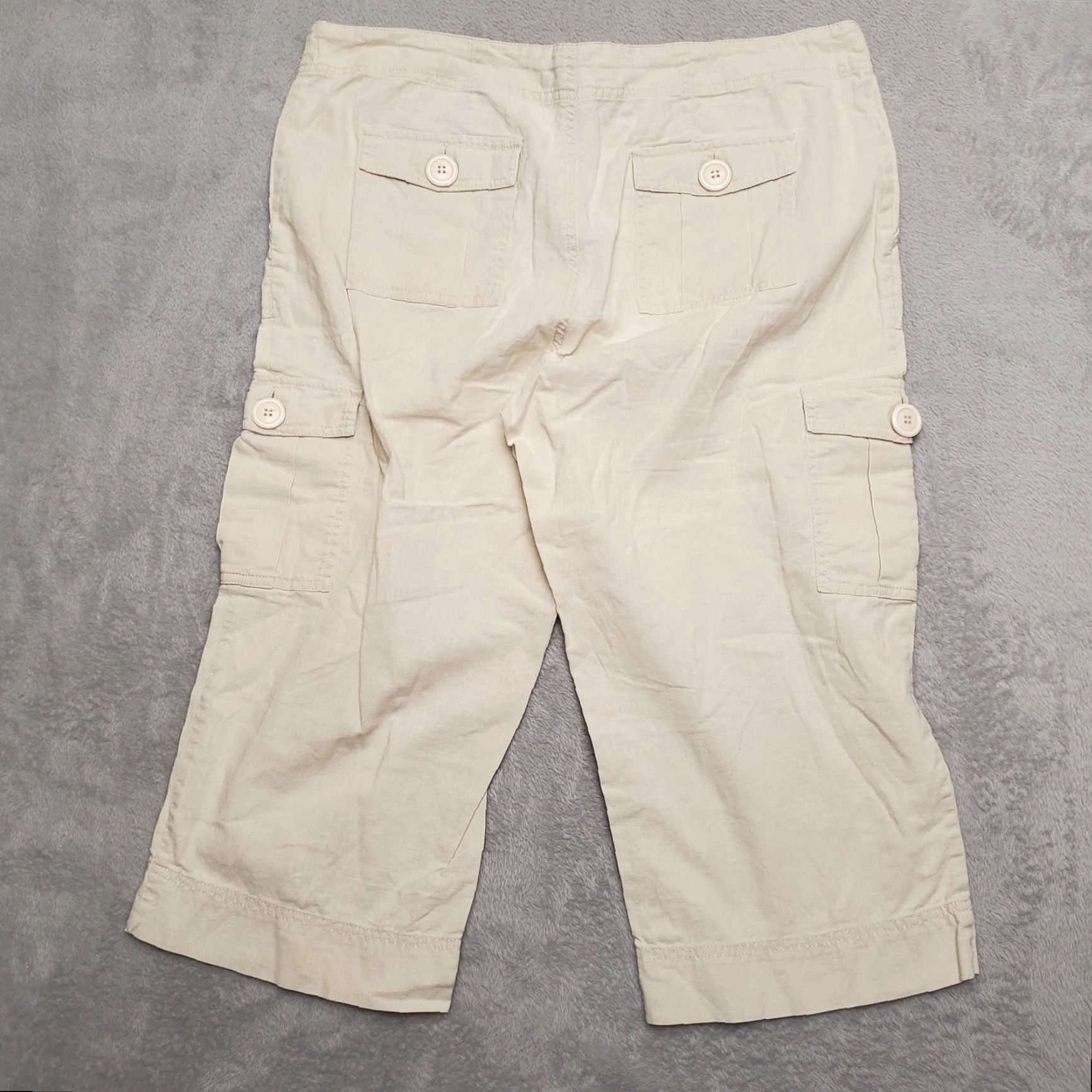 Route 66 Linen Pants Women 10 Beige Draw Strings Cargo Pocket Skimmer Route 66 Casual Cropped Pants Womens Beige Route 66 Linen Pants** Size 32" / US 10 / IT 46 - 4 Thumbnail