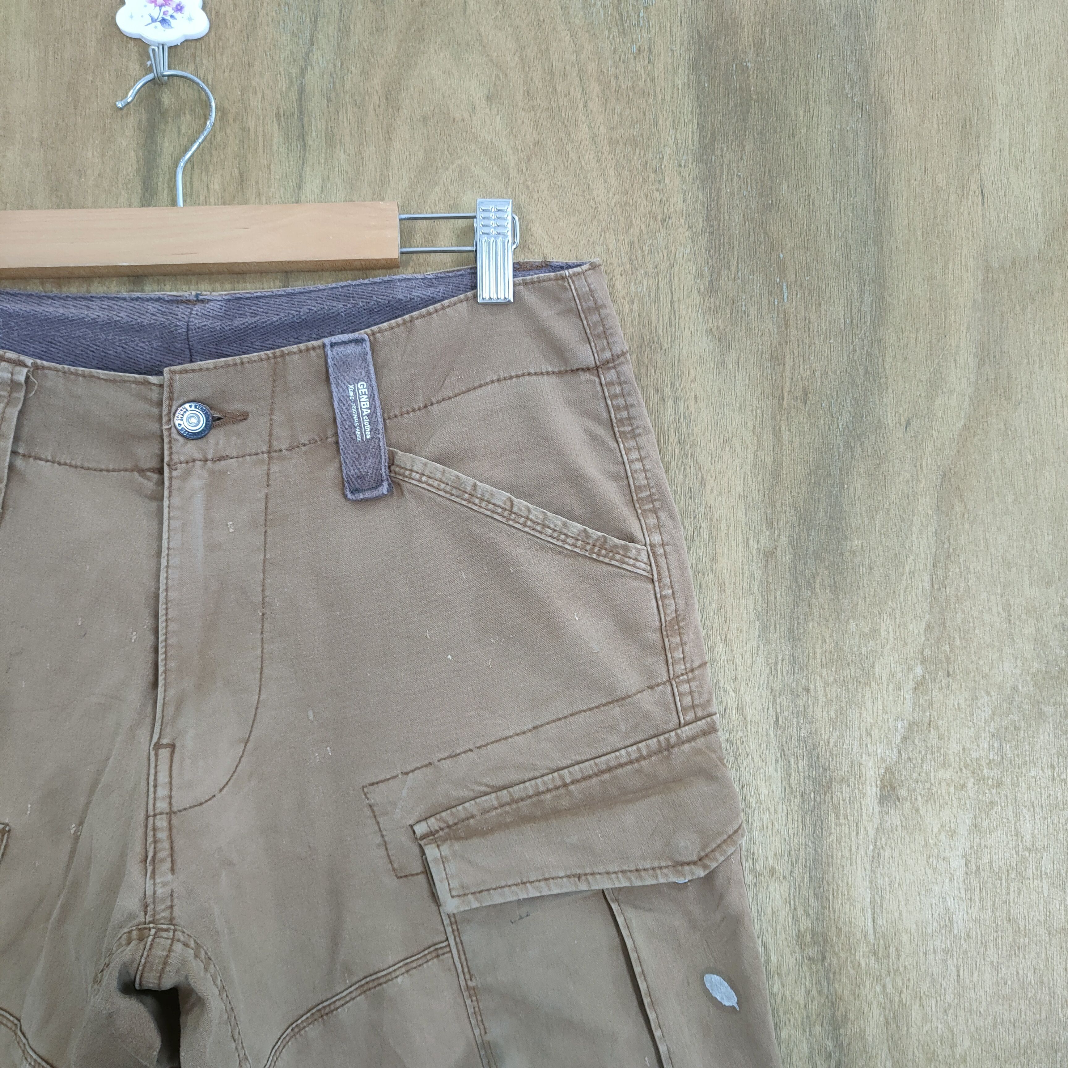 Japanese Brand VINTAGE GENBA BROWN FADED CARGO PANTS Size US 30 / EU 46 - 5 Thumbnail