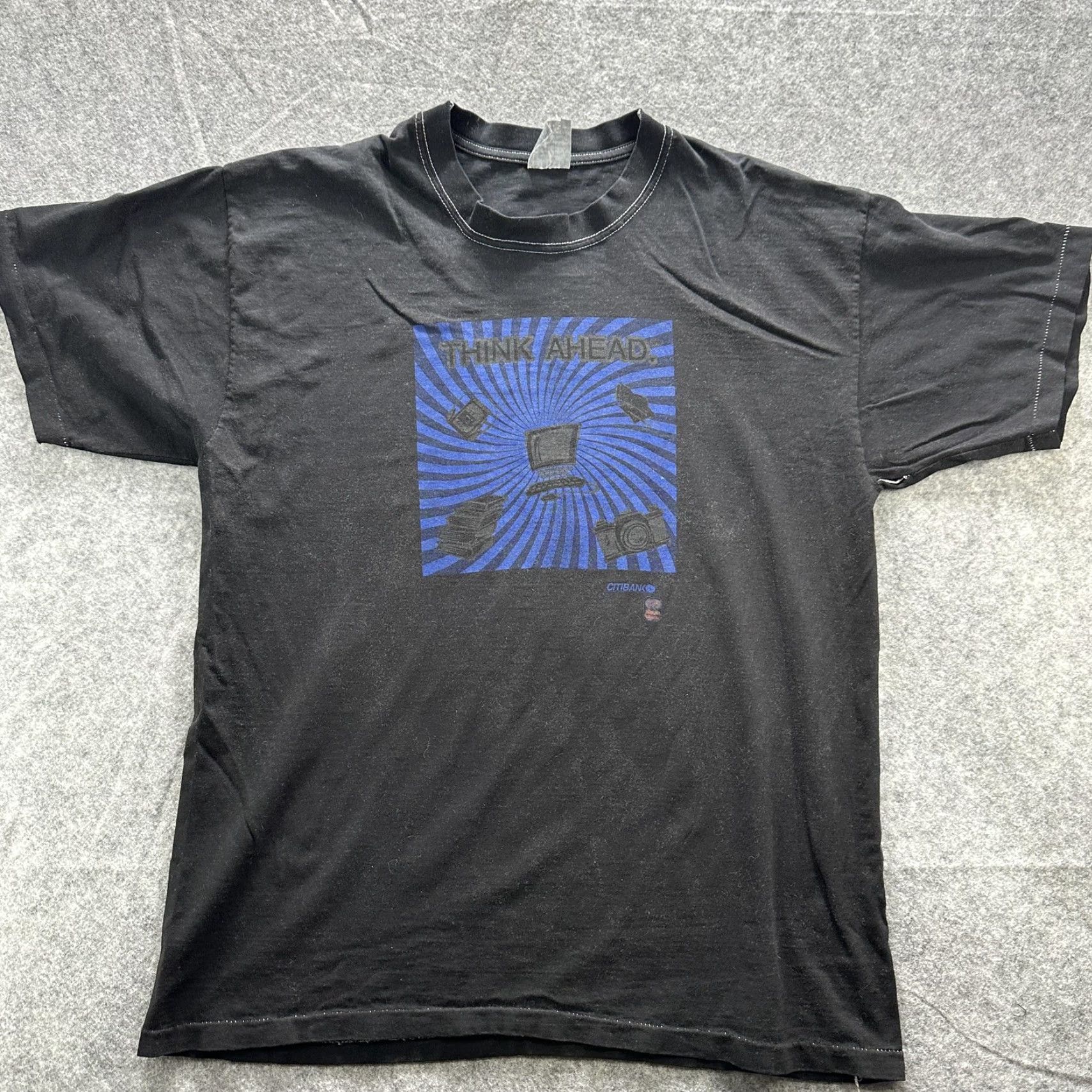 Other VINTAGE Citibank Shirt Mens Large Black Think Ahead Graphic Computer Promo 90s Size US M / EU 48-50 / 2 - 2 Thumbnail