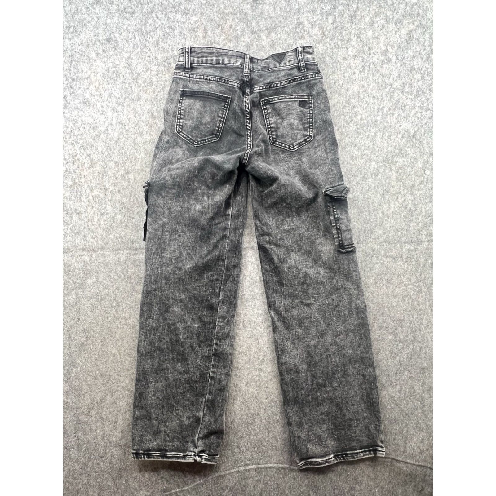 Vintage Red Bottoms Women's Black Acid Wash Cargo Jeans Size 3/26 Jeans Wide-Leg 27in Inseam Rolled? No, not needed Size 26" / US 2 / IT 38 - 8 Thumbnail