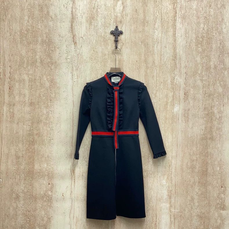 Gucci Gucci Black bow ruffled zipper dress 2505-Nextarrow Size S / US 4 / IT 40 - 1 Thumbnail