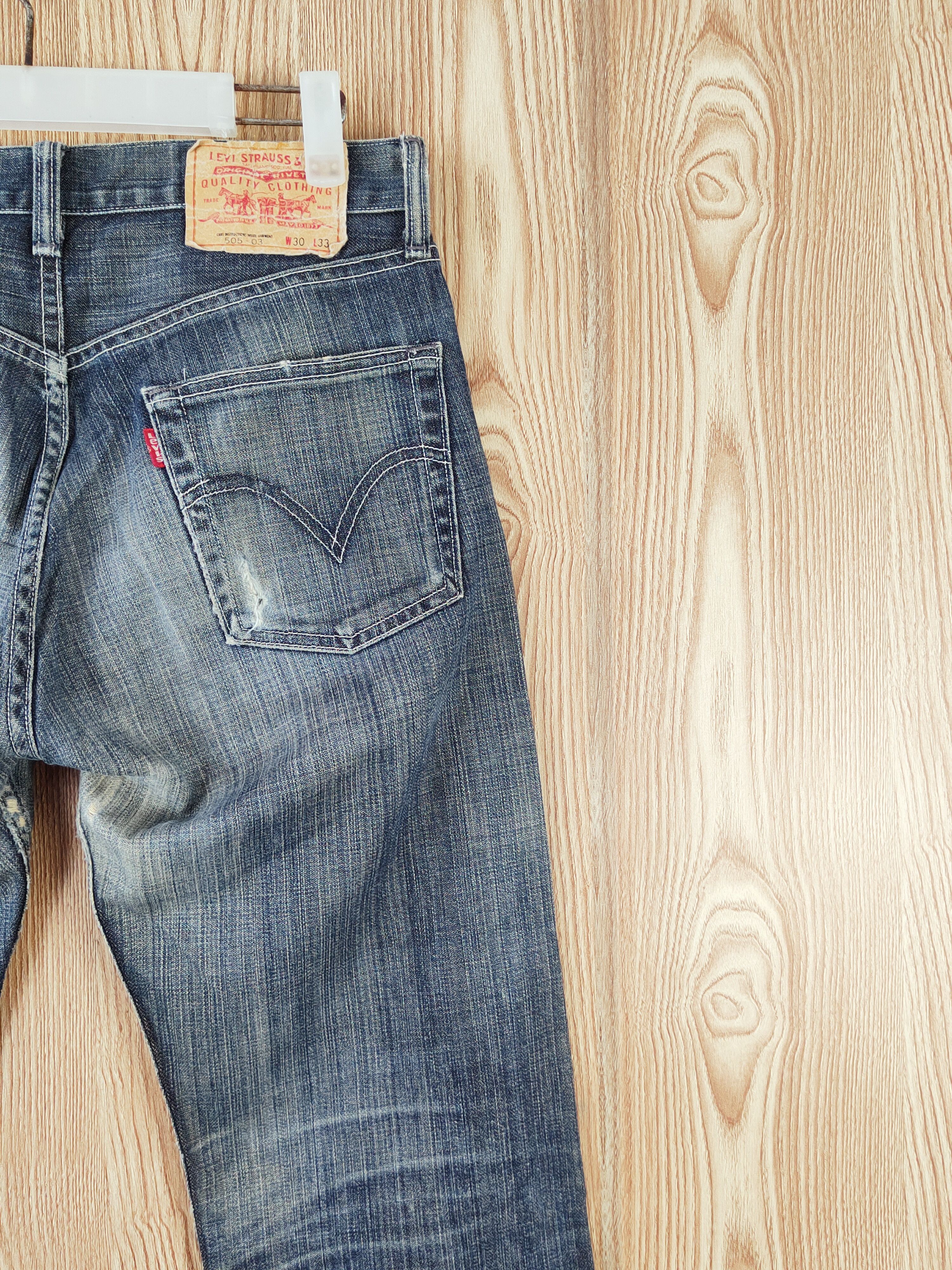 Japanese Brand Levi's Dark Blue Faded Distressed Ripped Jeans #W792 Size US 30 / EU 46 - 13 Thumbnail