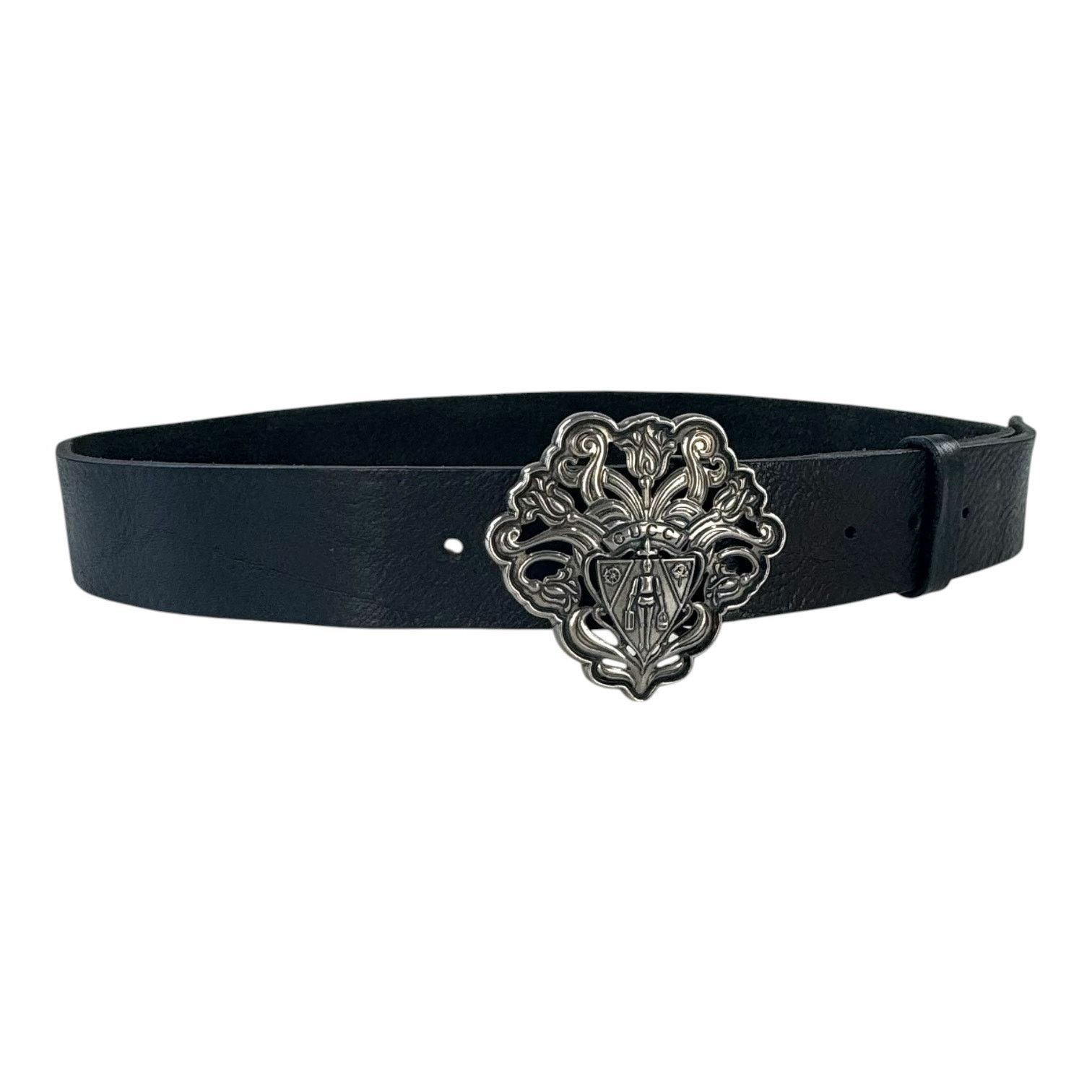 Gucci Gucci Crest Black Leather Belt Size ONE SIZE - 2 Thumbnail