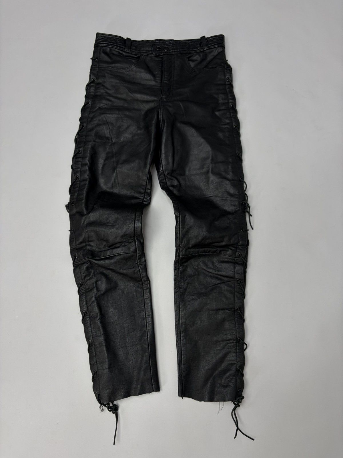 Hedi Slimane 🔥 Vintage Leather Pants 00s Italian Rock Noir Archive Grunge Size US 29 - 10 Thumbnail