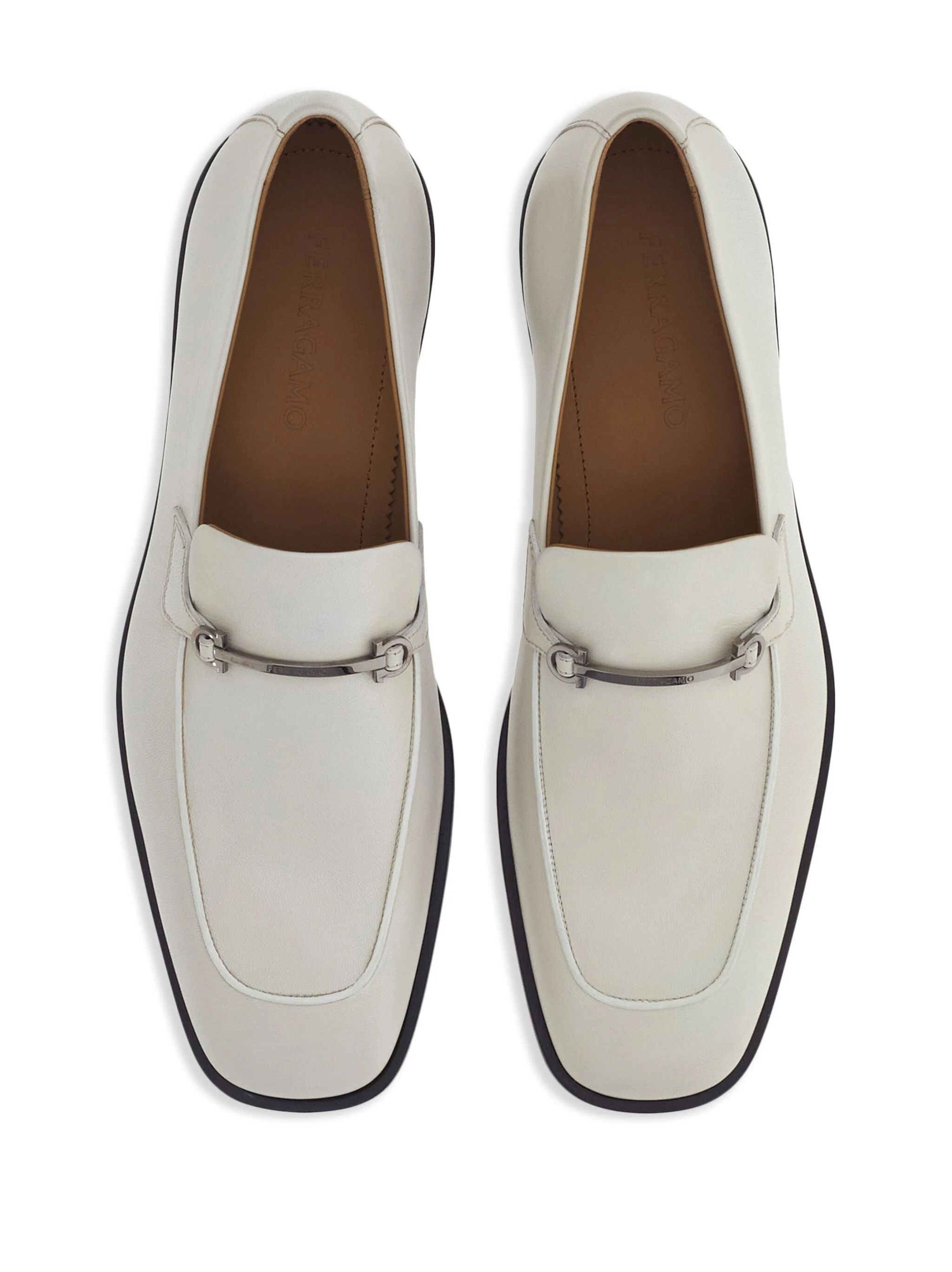 Salvatore Ferragamo o1s1rm0924 Fedro Leather Loafers in White Size US 6 / EU 39 - 4 Thumbnail