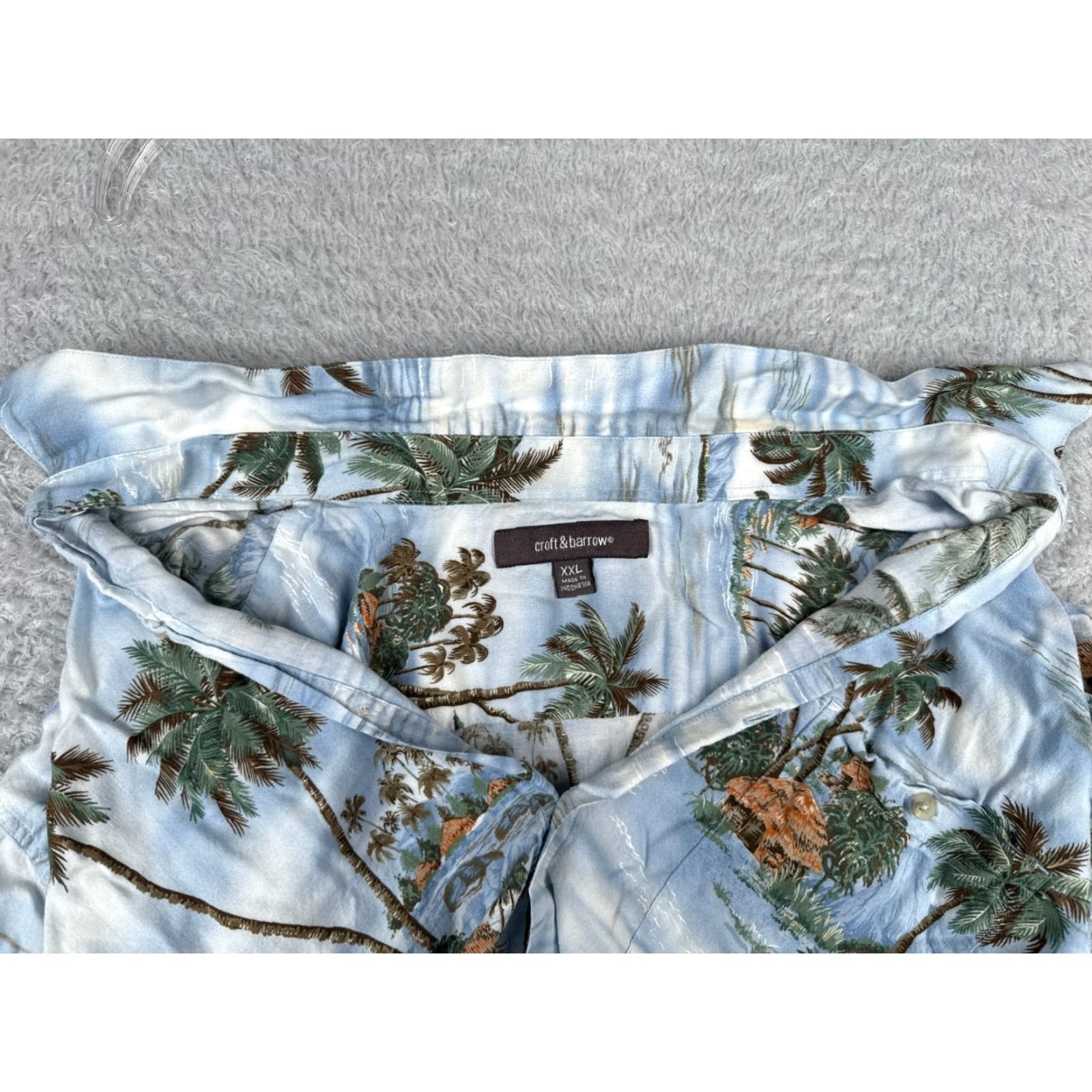 Croft & Barrow VINTAGE Croft & Barrow Shirt Men 2XL Blue Hawaiian Floral Button-Up Rayon Short Sleeve Aloha Beach Outdoor Pattern Mens Size US XXL / EU 58 / 5 - 2 Thumbnail