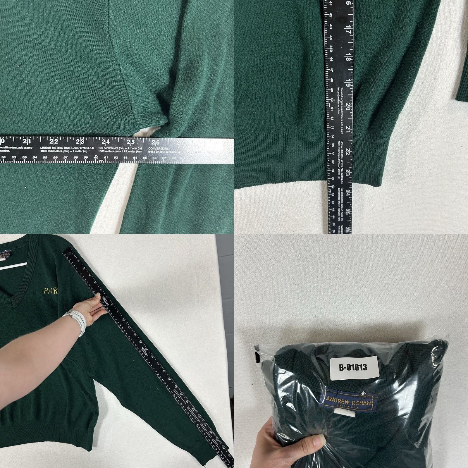 Vintage VINTAGE Andrew Rohan Green Bay Packers V-neck Sweater Mens XL Green USA Football Pullover Knit Logo Solid Size US XL / EU 56 / 4 - 8 Thumbnail