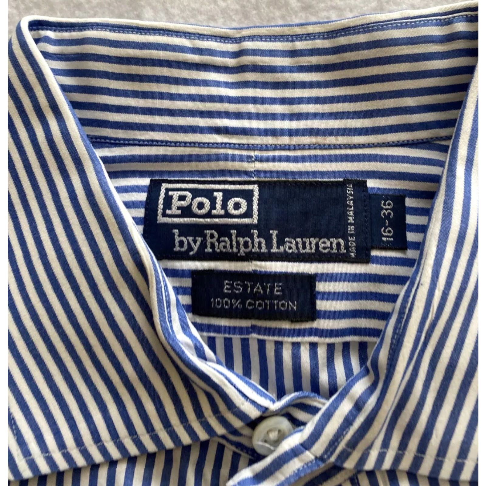 Polo Ralph Lauren Polo Ralph Lauren Button Shirt Men’s 16/36 Blue Striped Long Sleeve Dress Shirt Men's Size US L / EU 52-54 / 3 - 3 Thumbnail