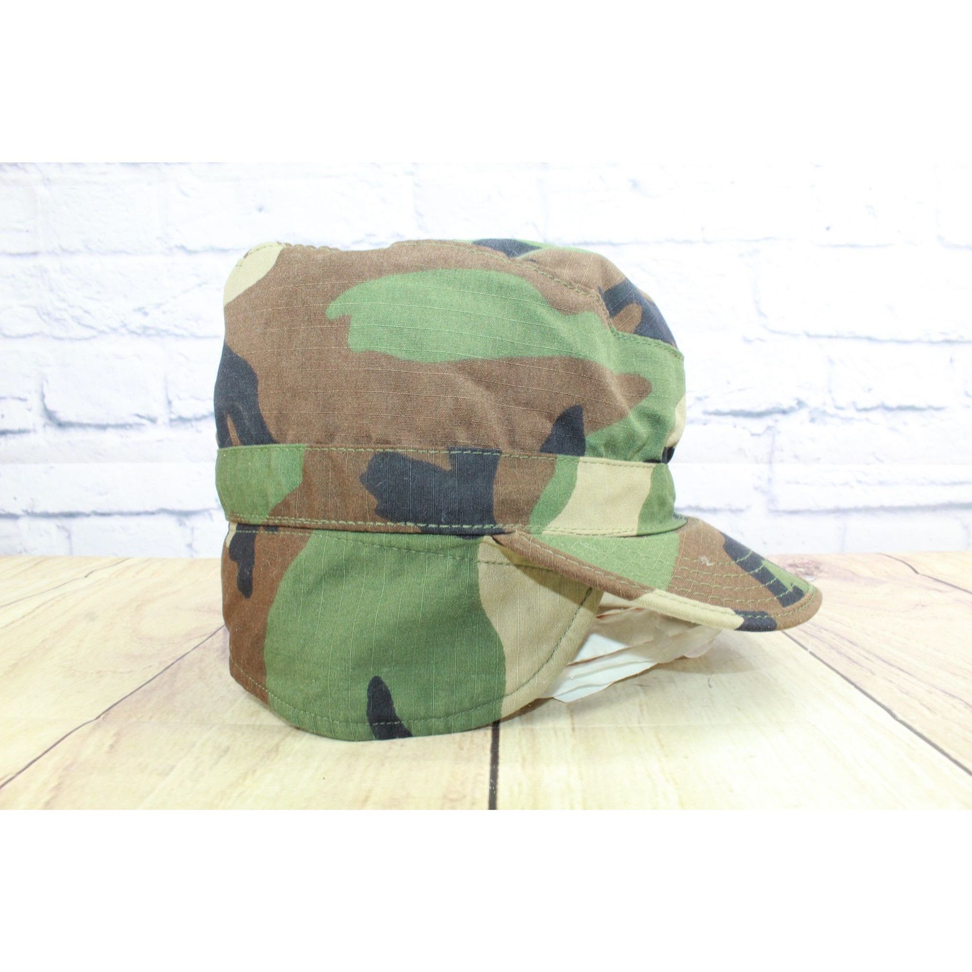 Other US Military Issued Hat Woodland Camo Combat Cap Ear Neck Fla Size ONE SIZE - 4 Thumbnail