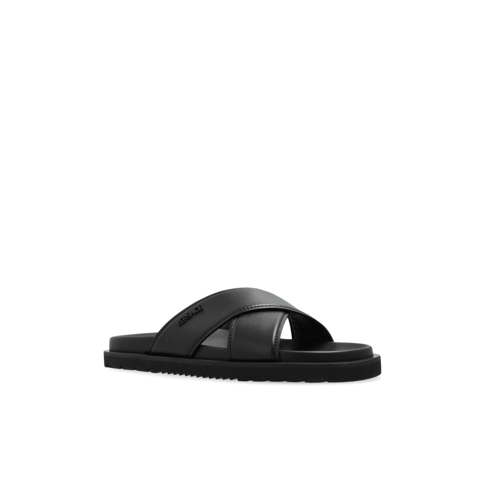 Versace VERSACE Black Leather Slippers New And Authentic (Men's size Size US 10.5 / EU 43-44 - 2 Thumbnail