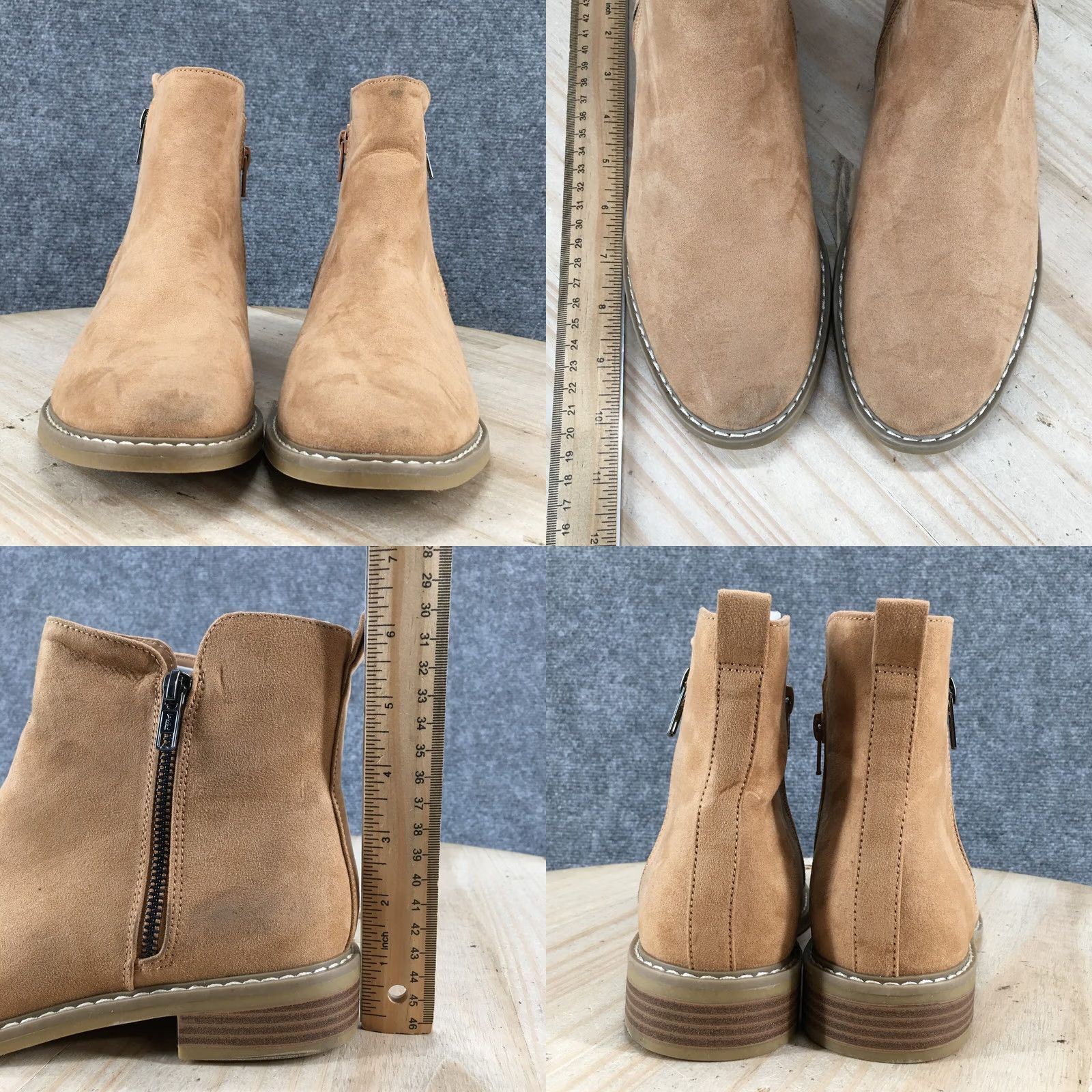 Vintage Universal Thread Boots Womens 8 Ankle Booties Beige Faux Suede Double Side Zip Catogory: Bootie Size US 8 / IT 38 - 8 Thumbnail